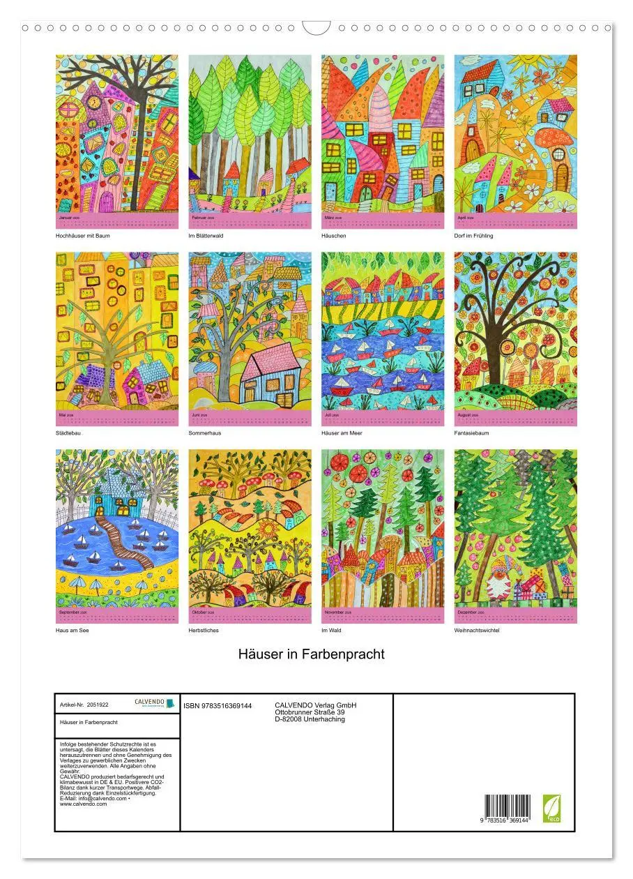 Bild: 9783516369144 | Häuser in Farbenpracht (Wandkalender 2026 DIN A2 hoch), CALVENDO...
