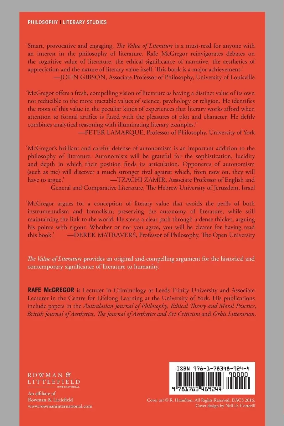 Rückseite: 9781783489244 | Value of Literature | Rafe Mcgregor | Taschenbuch | Englisch | 2018