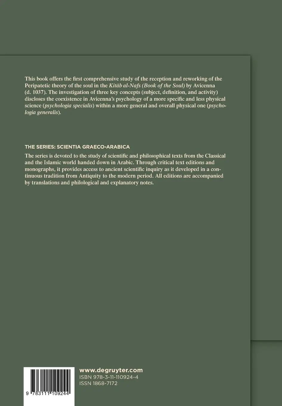 Rückseite: 9783111109244 | Subject, Definition, Activity | Framing Avicenna's Science of the Soul