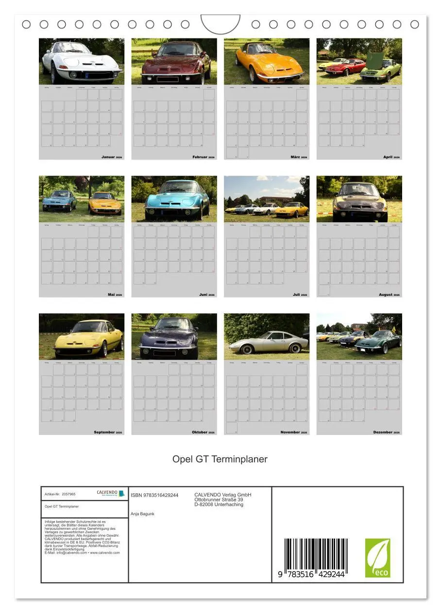 Bild: 9783516429244 | Opel GT Terminplaner (Wandkalender 2026 DIN A4 hoch), CALVENDO...