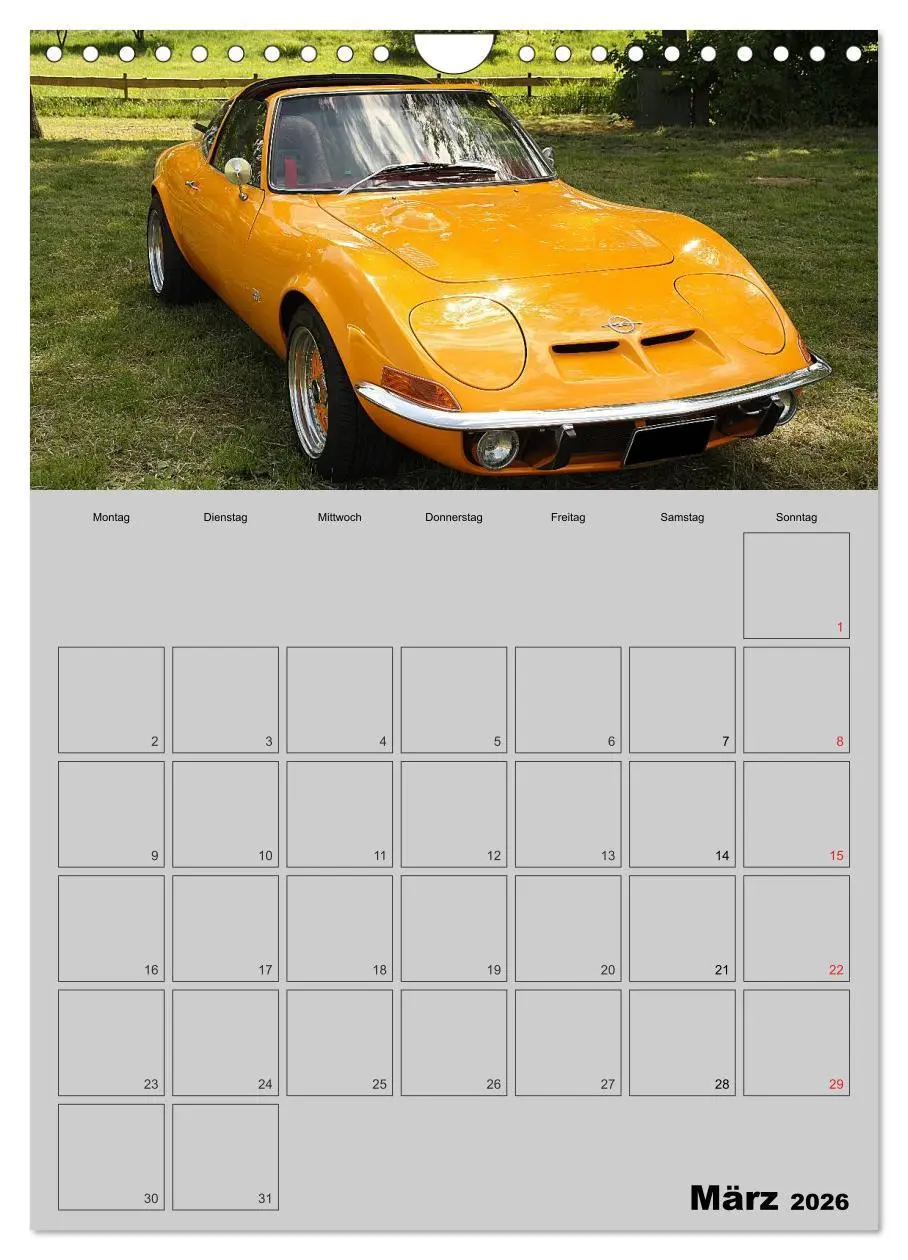 Bild: 9783516429244 | Opel GT Terminplaner (Wandkalender 2026 DIN A4 hoch), CALVENDO...