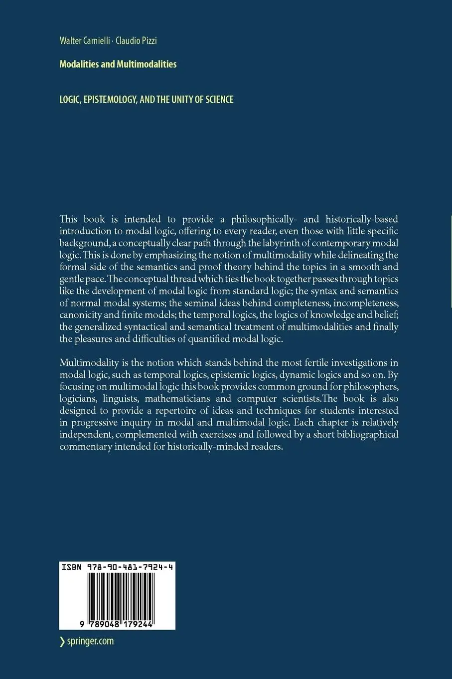 Rückseite: 9789048179244 | Modalities and Multimodalities | Walter Carnielli (u. a.) | Buch