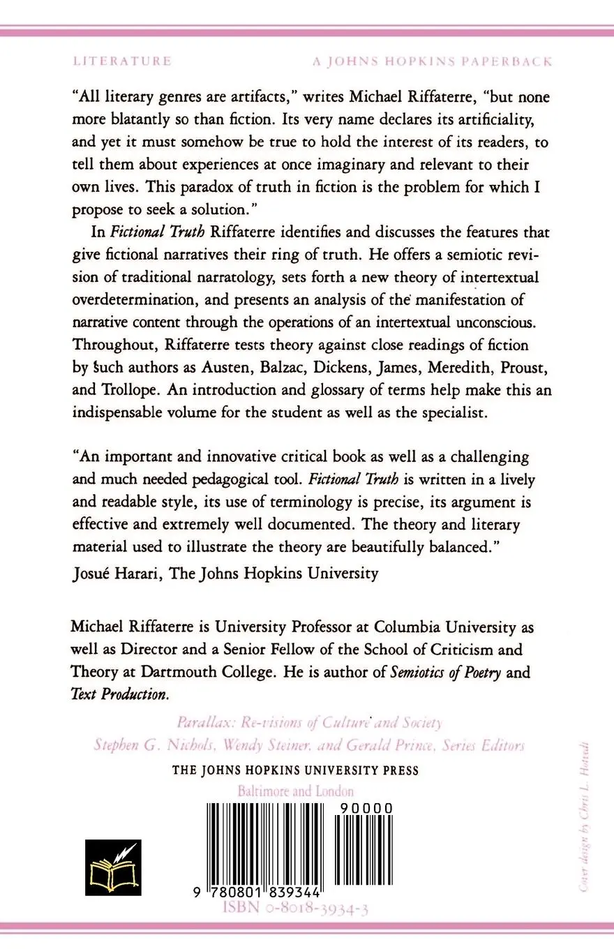 Rückseite: 9780801839344 | Fictional Truth | Michael Riffaterre | Taschenbuch | Englisch | 1990