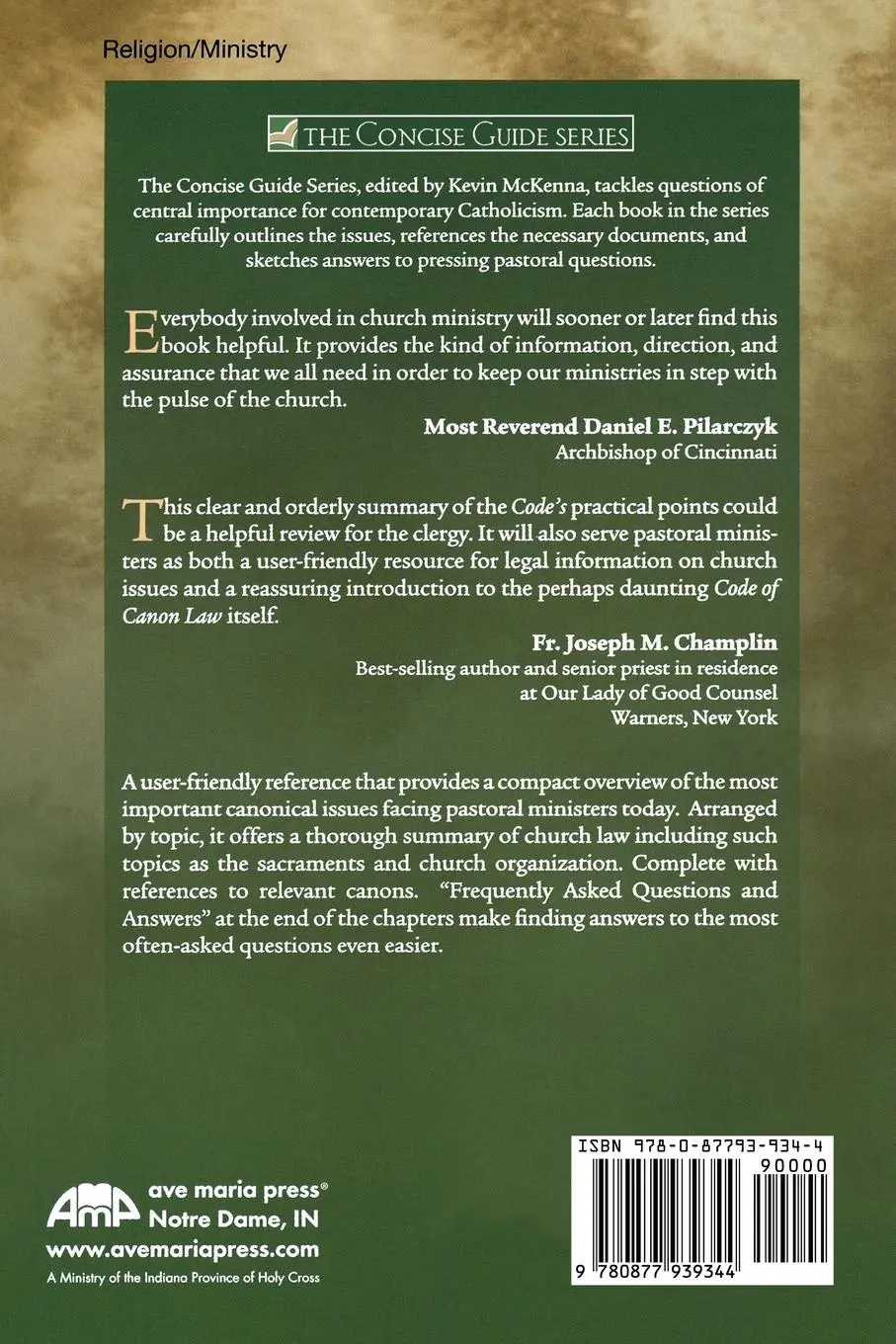 Rückseite: 9780877939344 | A Concise Guide to Canon Law | Kevin E McKenna (u. a.) | Taschenbuch