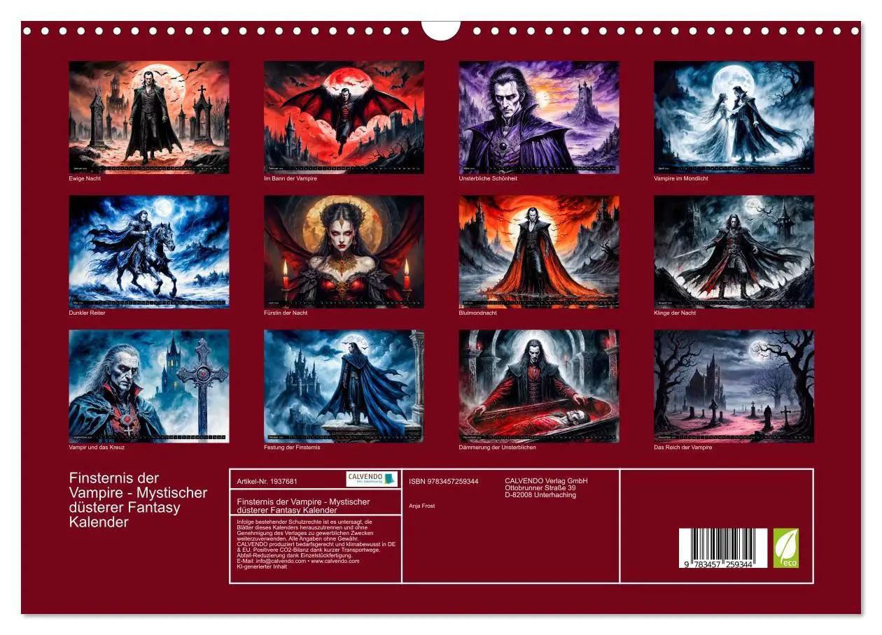 Bild: 9783457259344 | Finsternis der Vampire - Mystischer düsterer Fantasy Kalender...