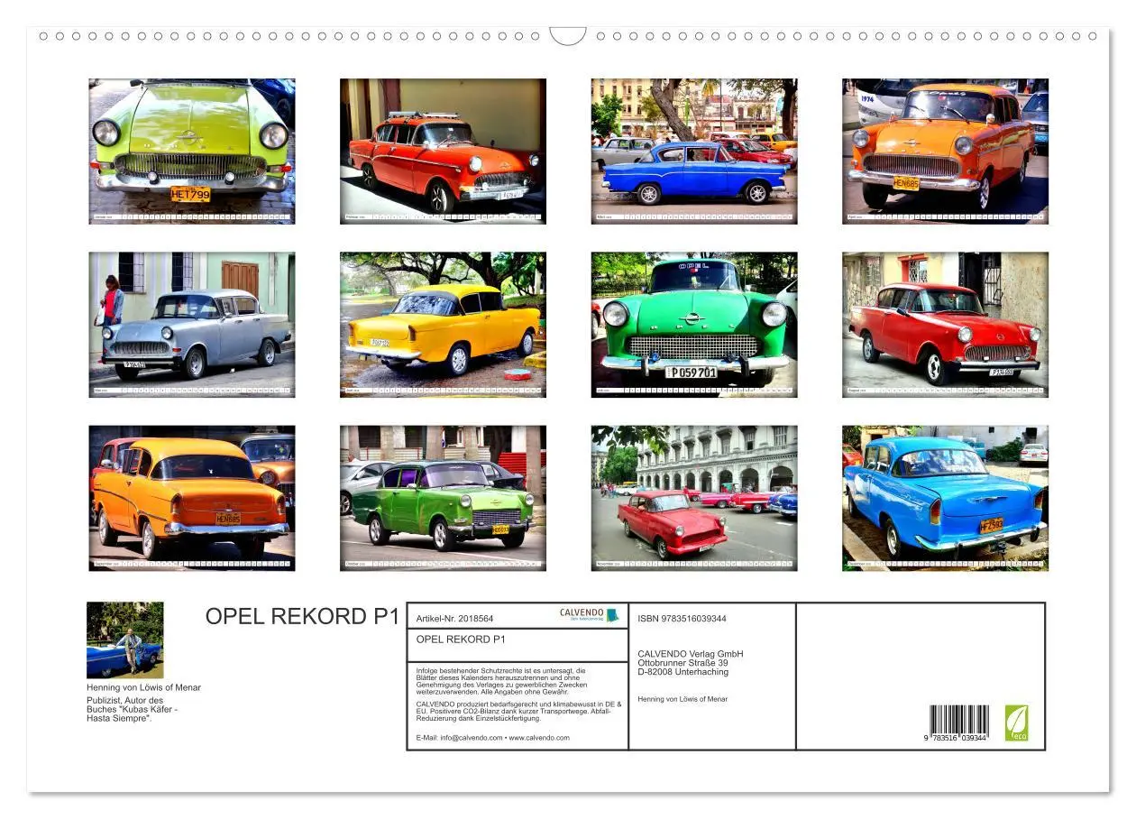 Bild: 9783516039344 | OPEL REKORD P1 (Wandkalender 2026 DIN A2 quer), CALVENDO...
