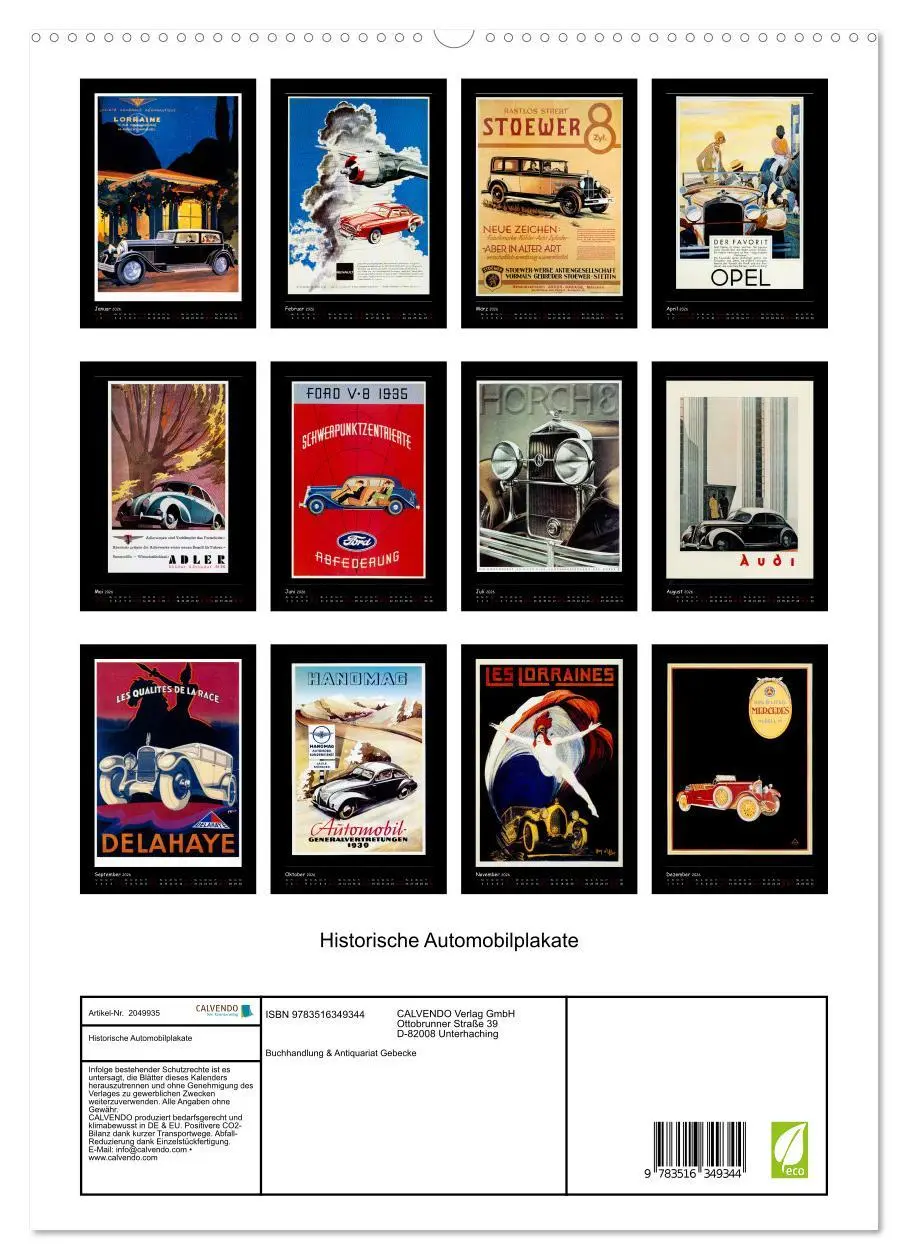 Bild: 9783516349344 | Historische Automobilplakate (hochwertiger Premium Wandkalender...