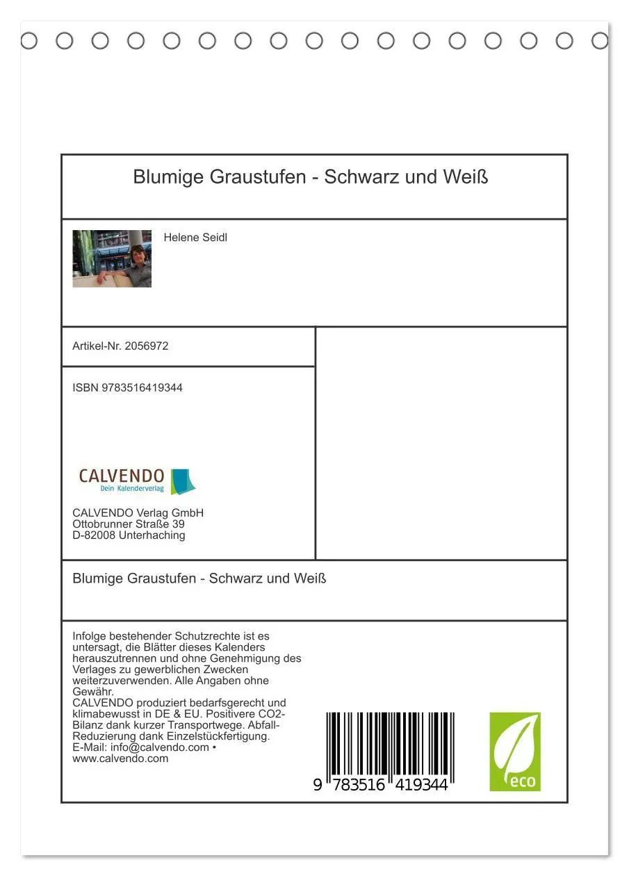 Bild: 9783516419344 | Blumige Graustufen - Schwarz und Weiß (Tischkalender 2026 DIN A5...