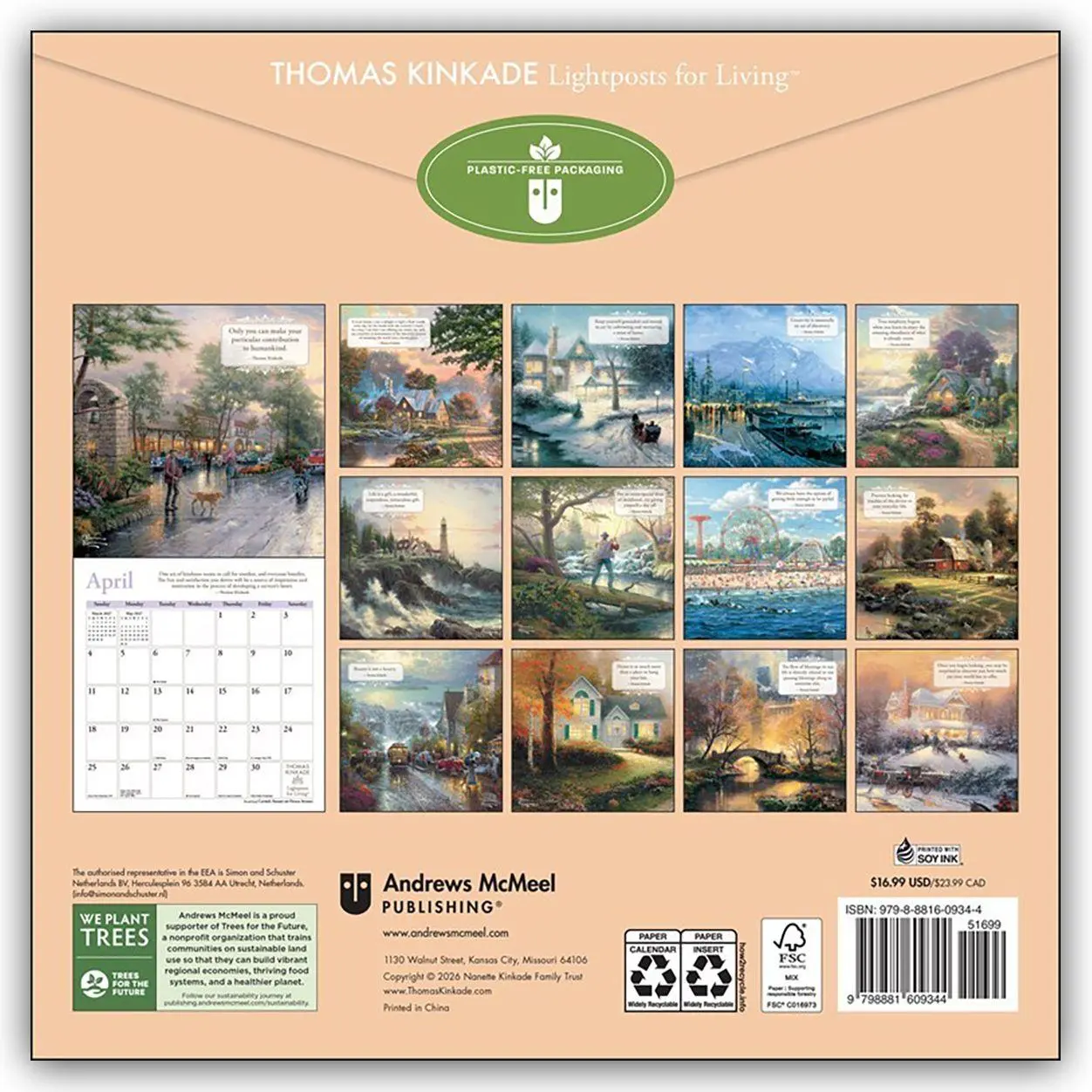 Rückseite: 9798881609344 | Thomas Kinkade: Lightposts for Living 2027 | McMeel Andrews | Kalender