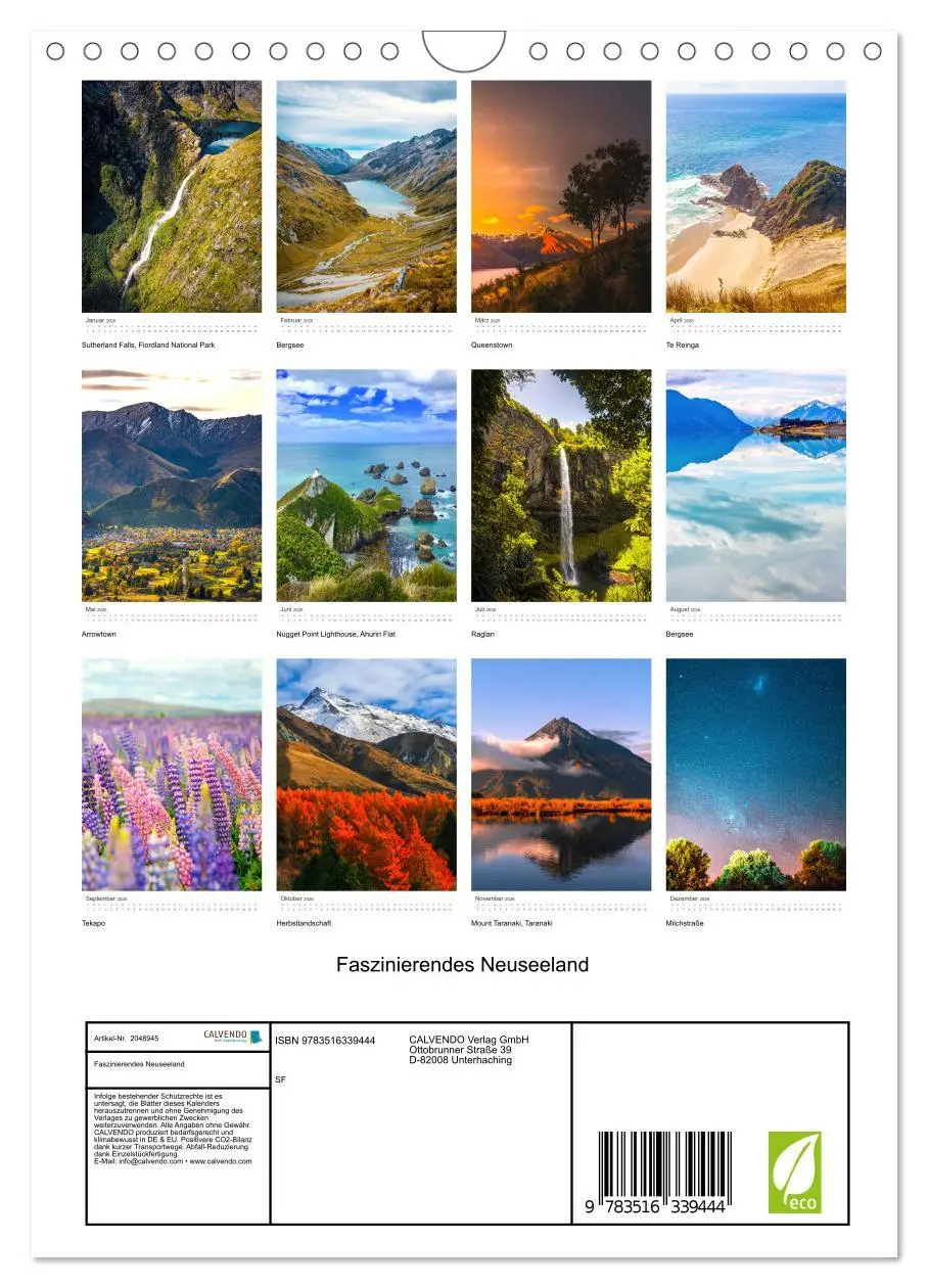 Bild: 9783516339444 | Faszinierendes Neuseeland (Wandkalender 2026 DIN A4 hoch), CALVENDO...