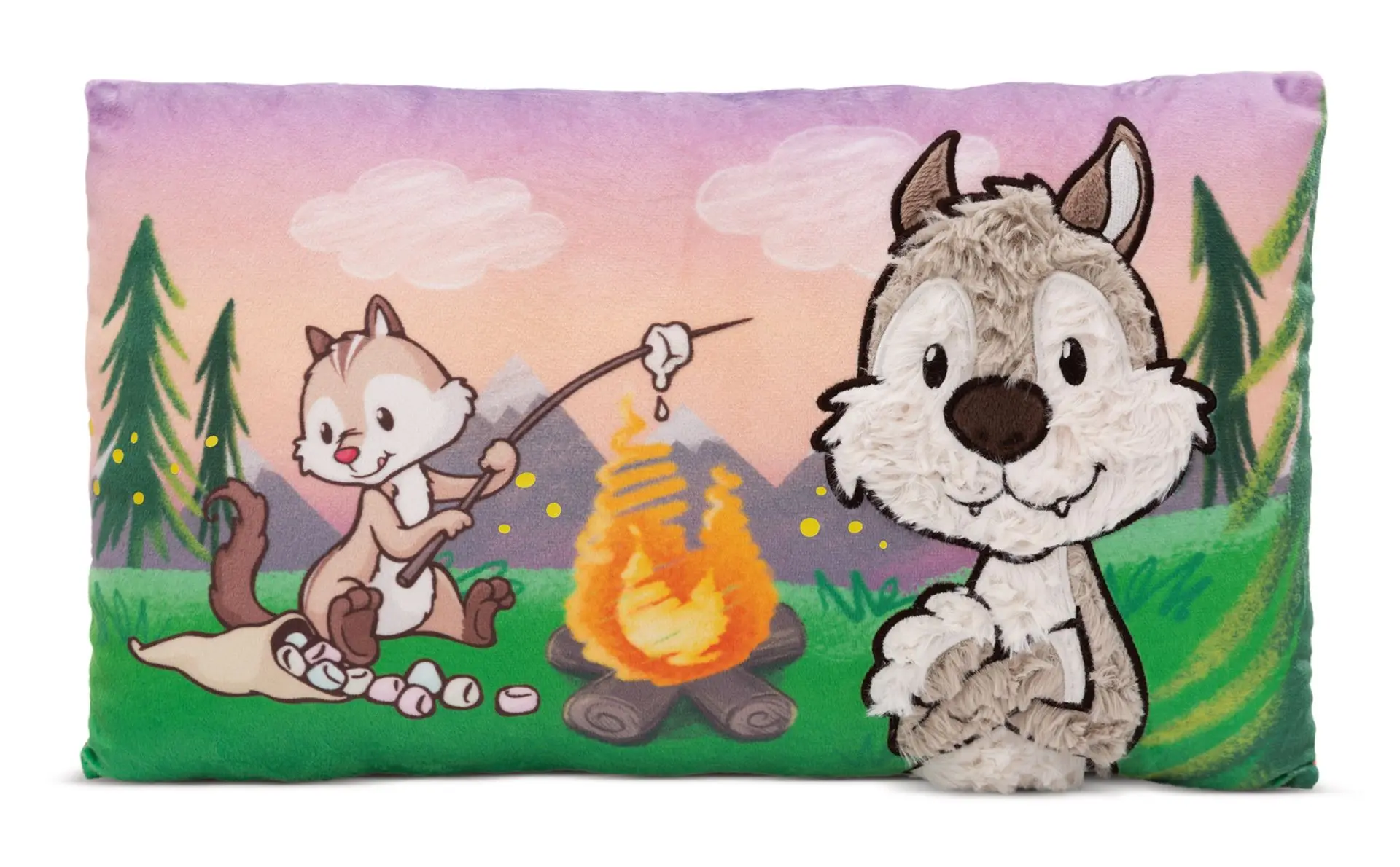 Cover: 4012390499544 | Nici 49954 Kissen Wolf Winny &amp; Streifenhörnchen Jojo 43x25cm | 49954
