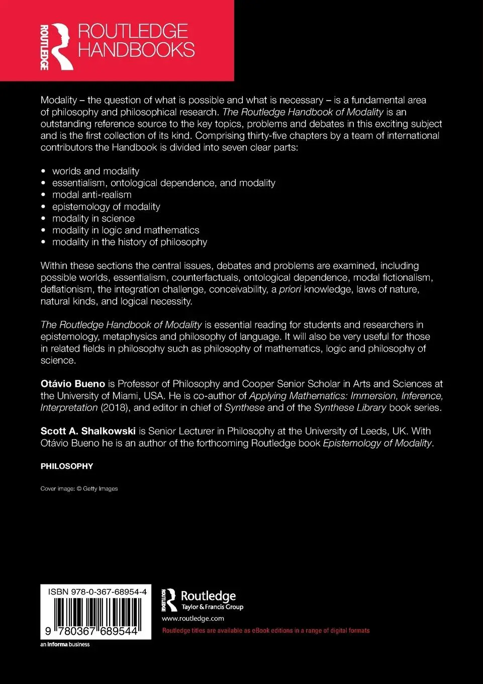 Rückseite: 9780367689544 | The Routledge Handbook of Modality | Otávio Bueno (u. a.) | Buch
