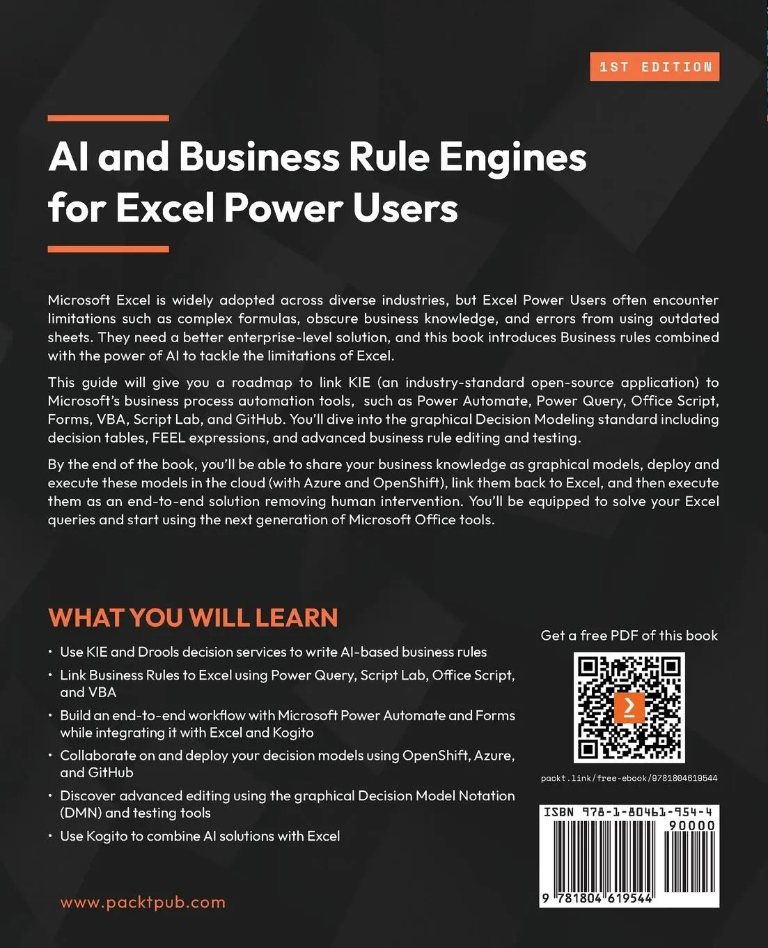 Rückseite: 9781804619544 | AI and Business Rule Engines for Excel Power Users | Paul Browne