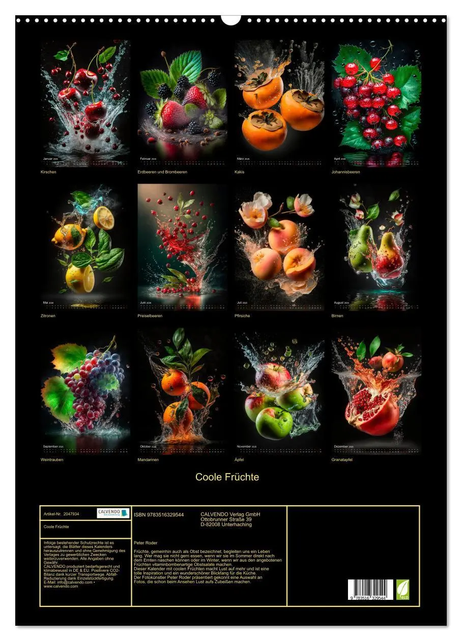 Bild: 9783516329544 | Coole Früchte (Wandkalender 2026 DIN A2 hoch), CALVENDO Monatskalender