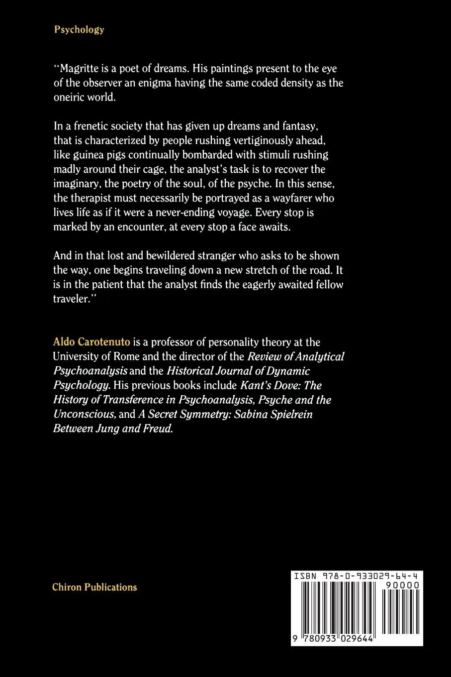 Rückseite: 9780933029644 | The Difficult Art | A Critical Discourse on Psychotherapy | Carotenuto