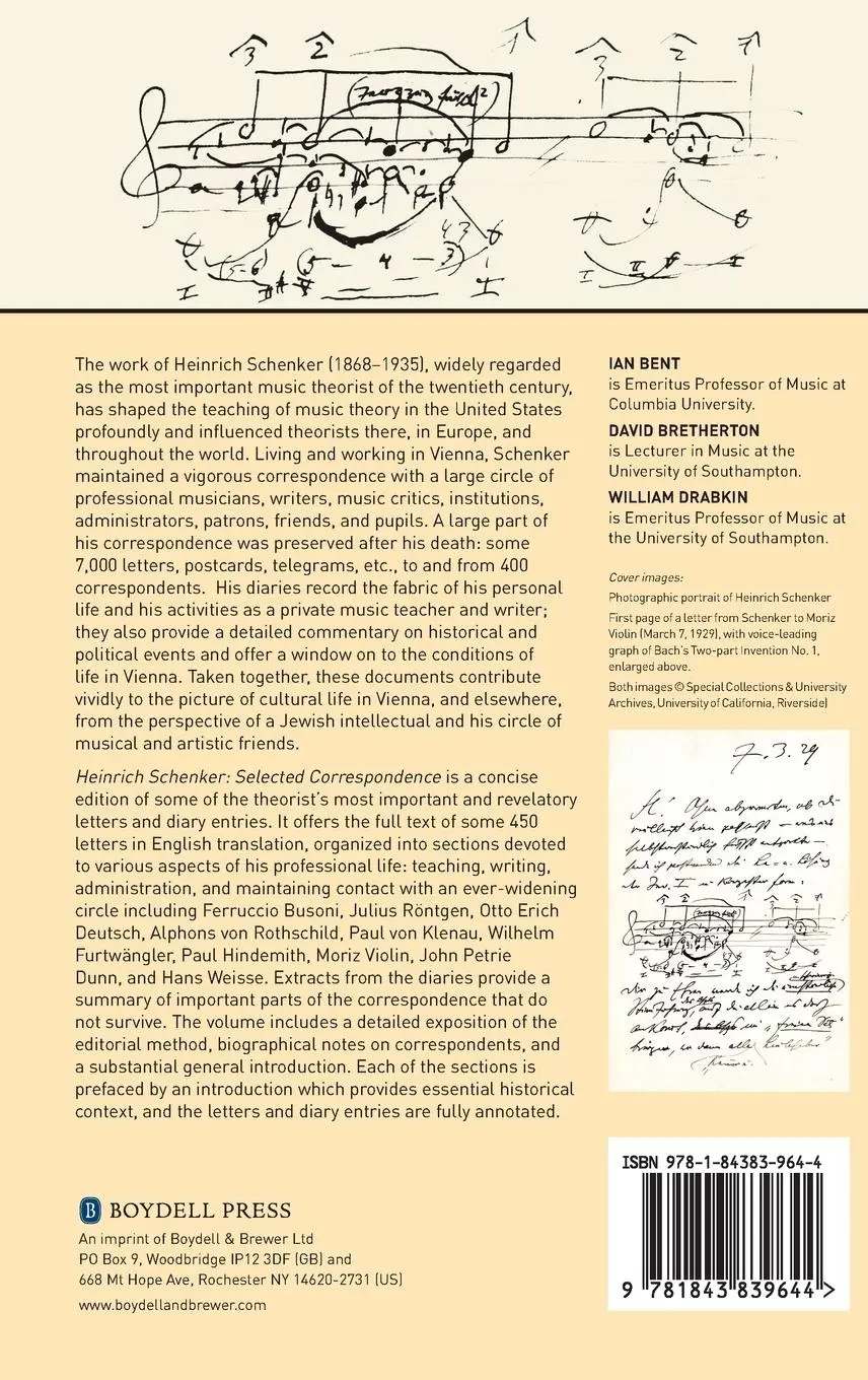 Rückseite: 9781843839644 | Heinrich Schenker: Selected Correspondence | Ian Bent (u. a.) | Buch