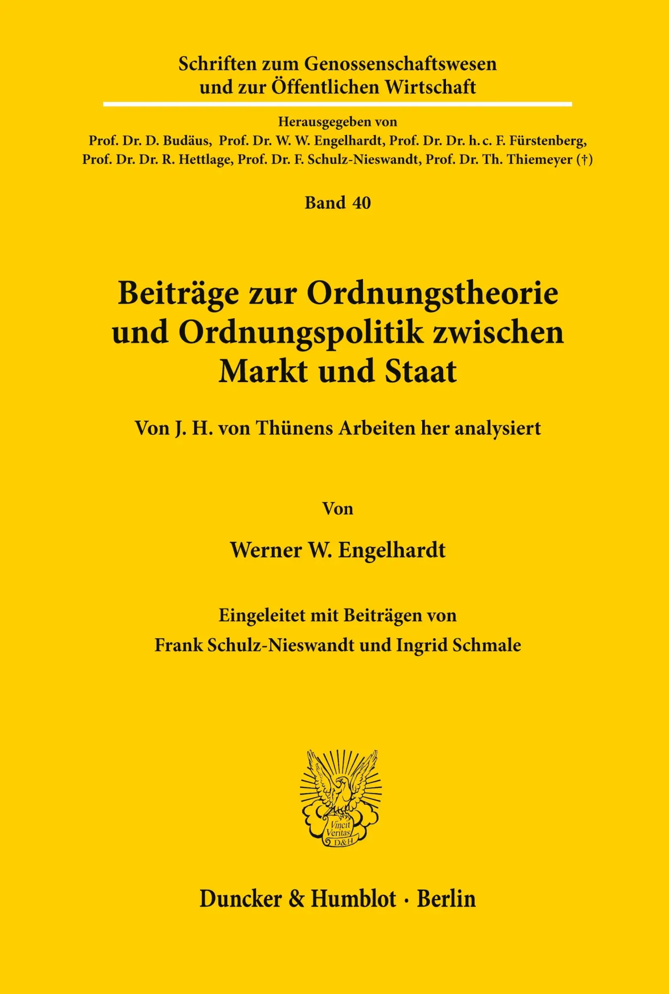 Cover: 9783428139644 | Beiträge zur Ordnungstheorie und Ordnungspolitik zwischen Markt und...