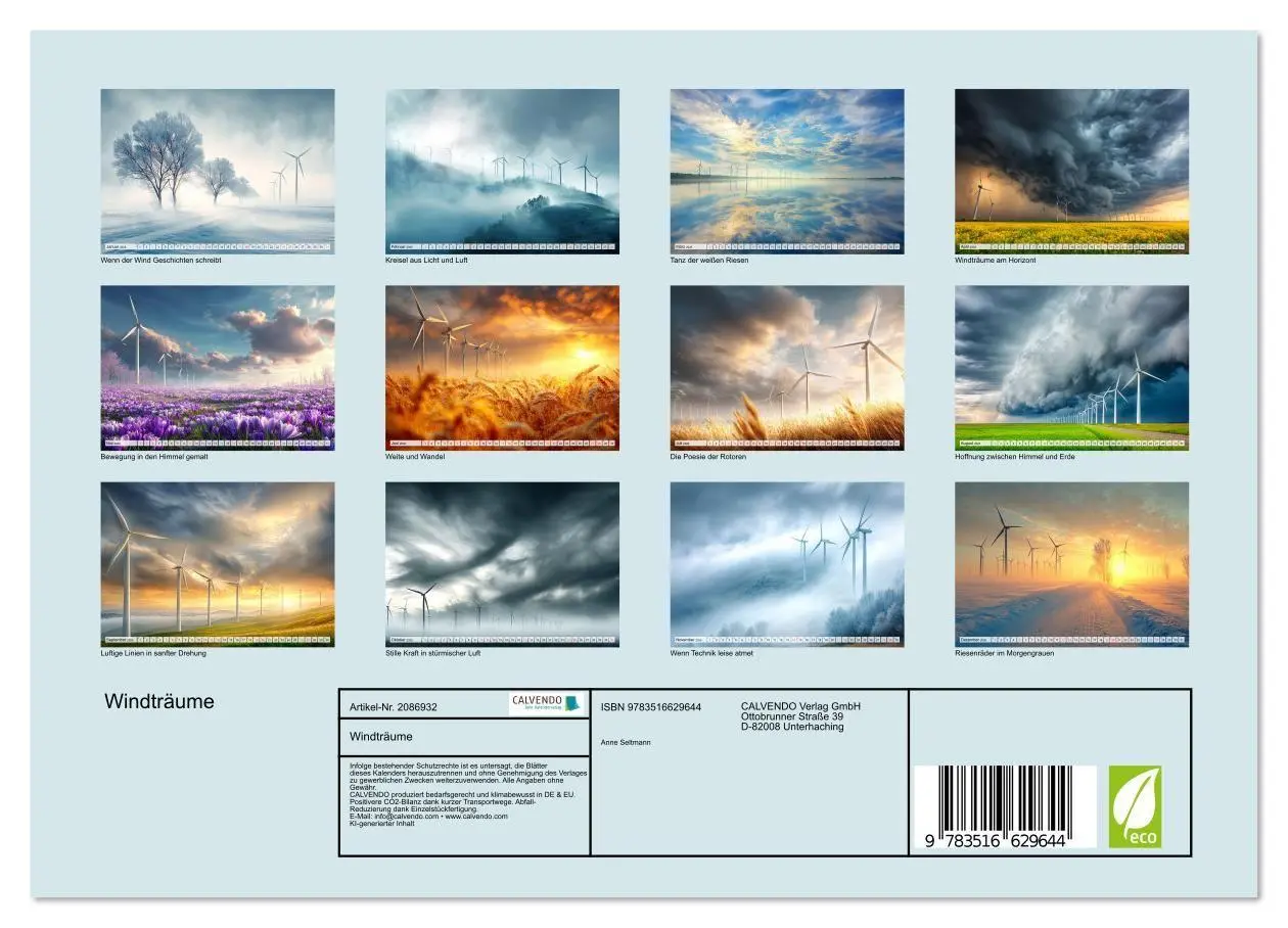 Bild: 9783516629644 | Windträume (Wandkalender 2026 DIN A4 quer), CALVENDO Monatskalender