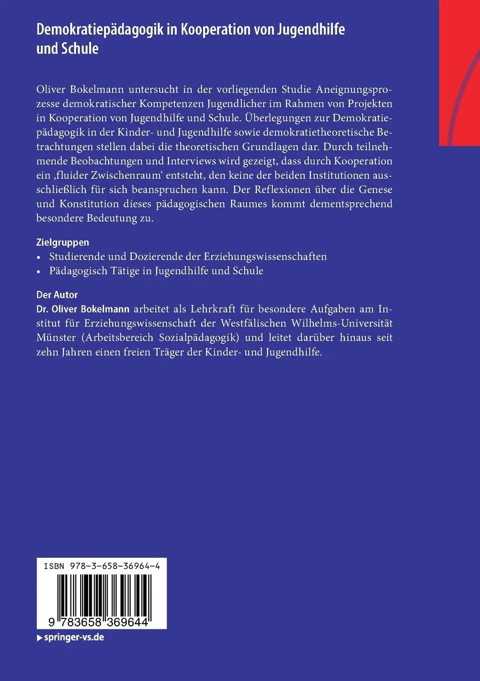 Rückseite: 9783658369644 | Demokratiepädagogik in Kooperation von Jugendhilfe und Schule | Buch