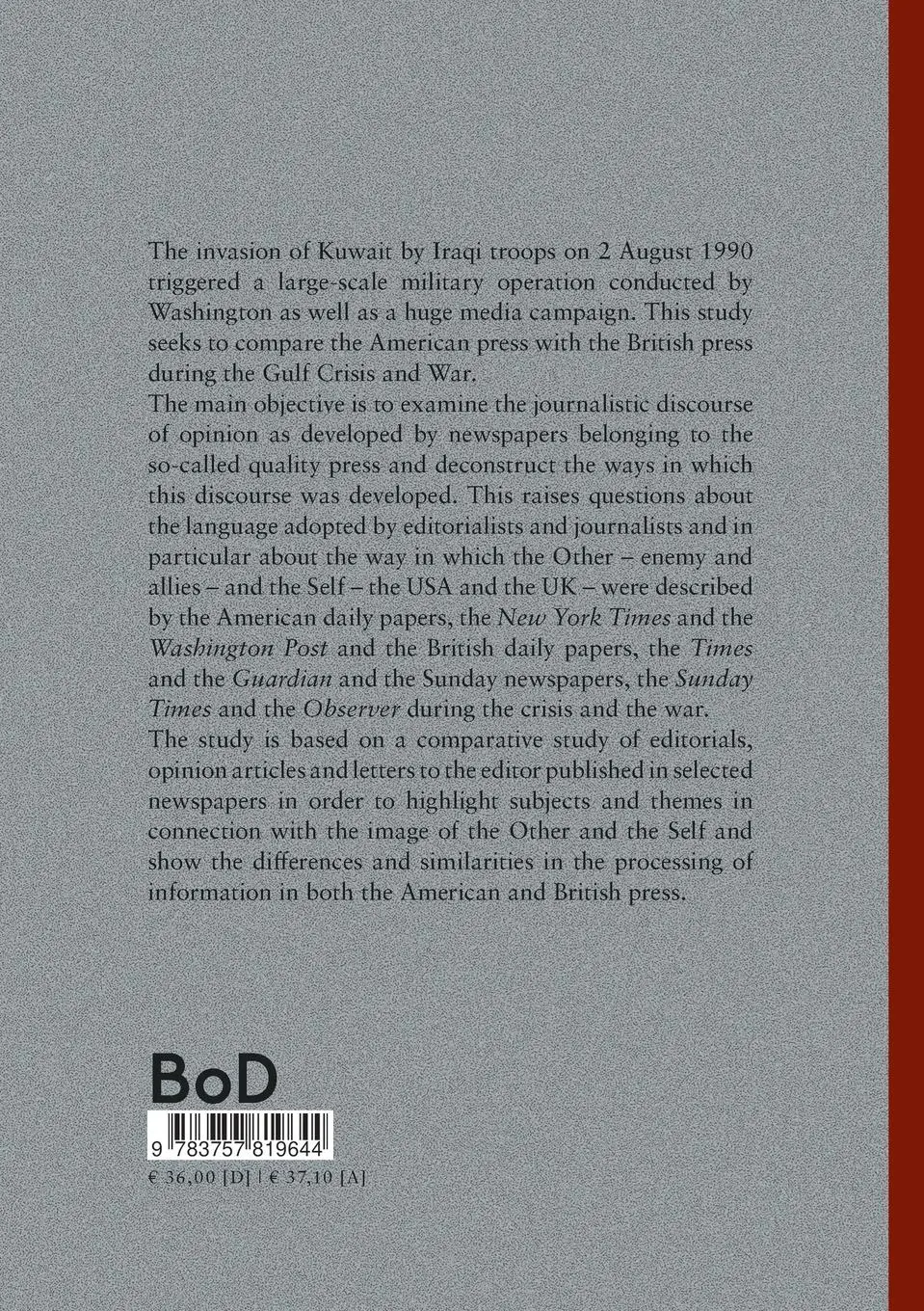 Rückseite: 9783757819644 | Image of the Other and the Self in the American and British press...