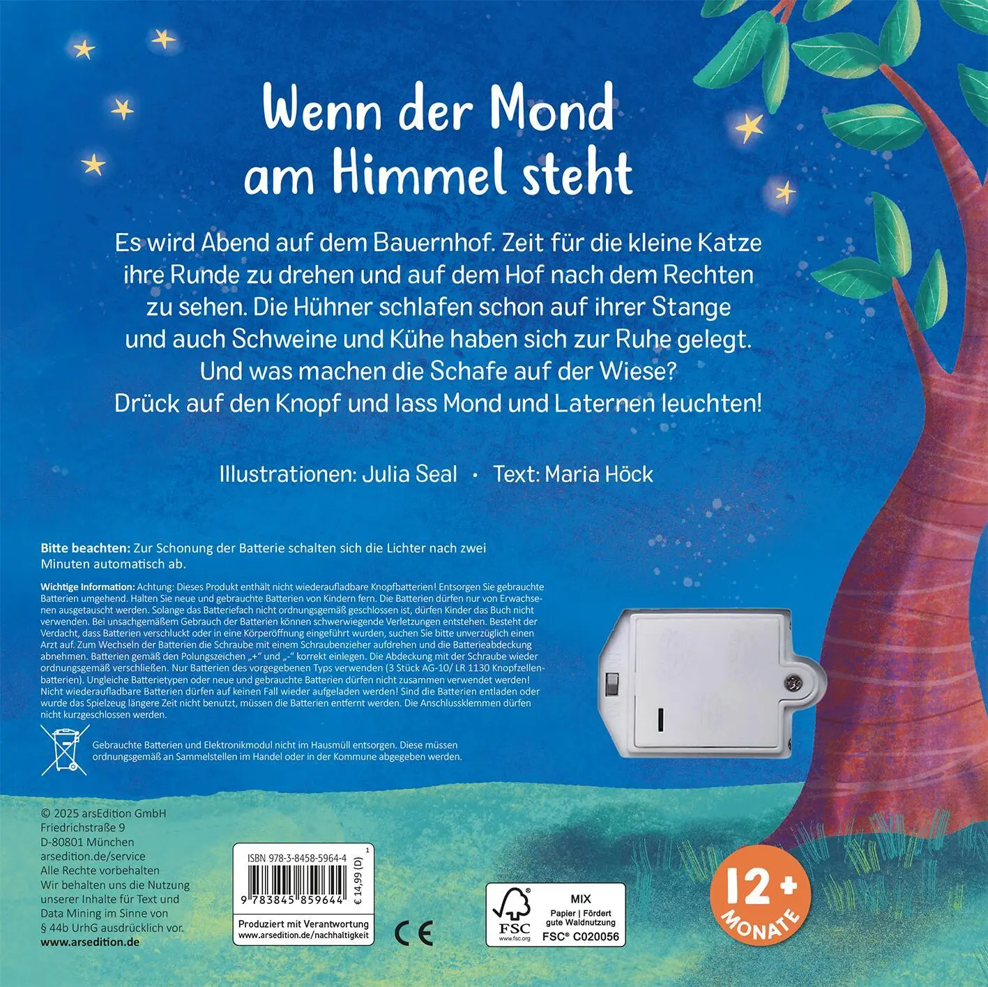 Rückseite: 9783845859644 | Mein Schlummer-Licht-Buch: Gute Nacht, Bauernhof | Mit LED-Lichtern