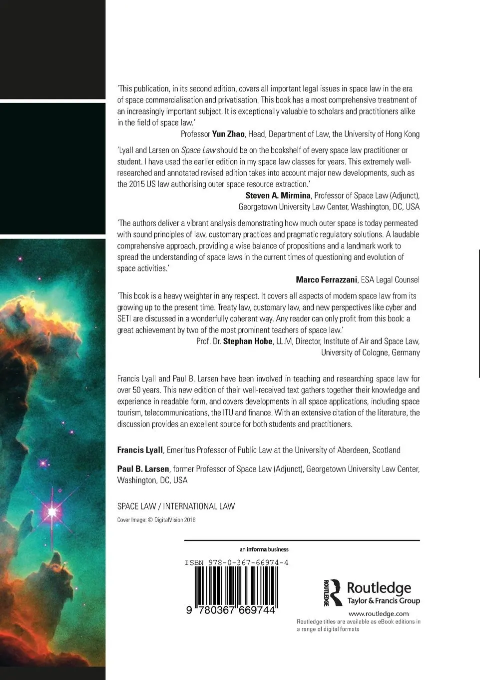 Rückseite: 9780367669744 | Space Law | A Treatise 2nd Edition | Francis Lyall (u. a.) | Buch