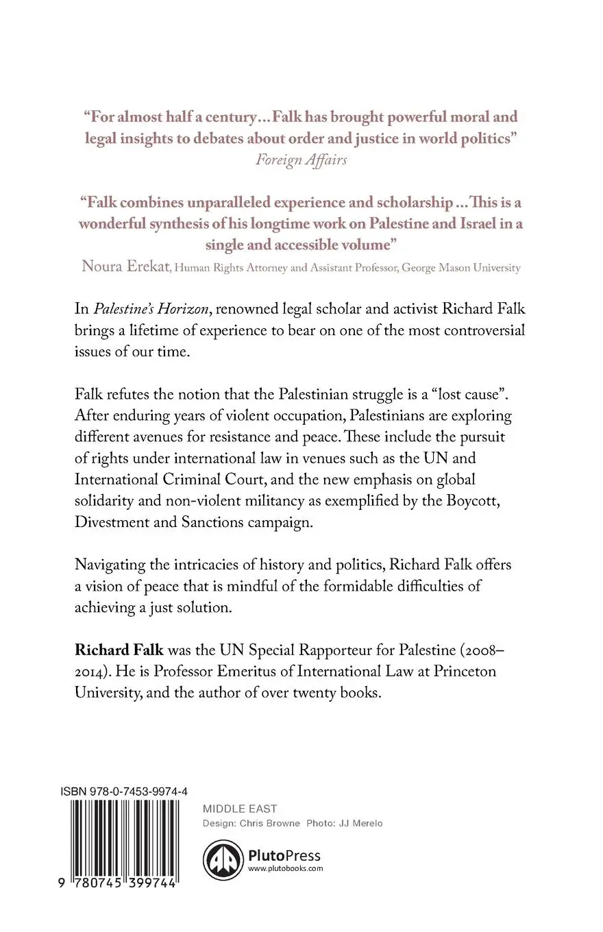 Rückseite: 9780745399744 | Palestine's Horizon | Toward a Just Peace | Richard Falk | Taschenbuch