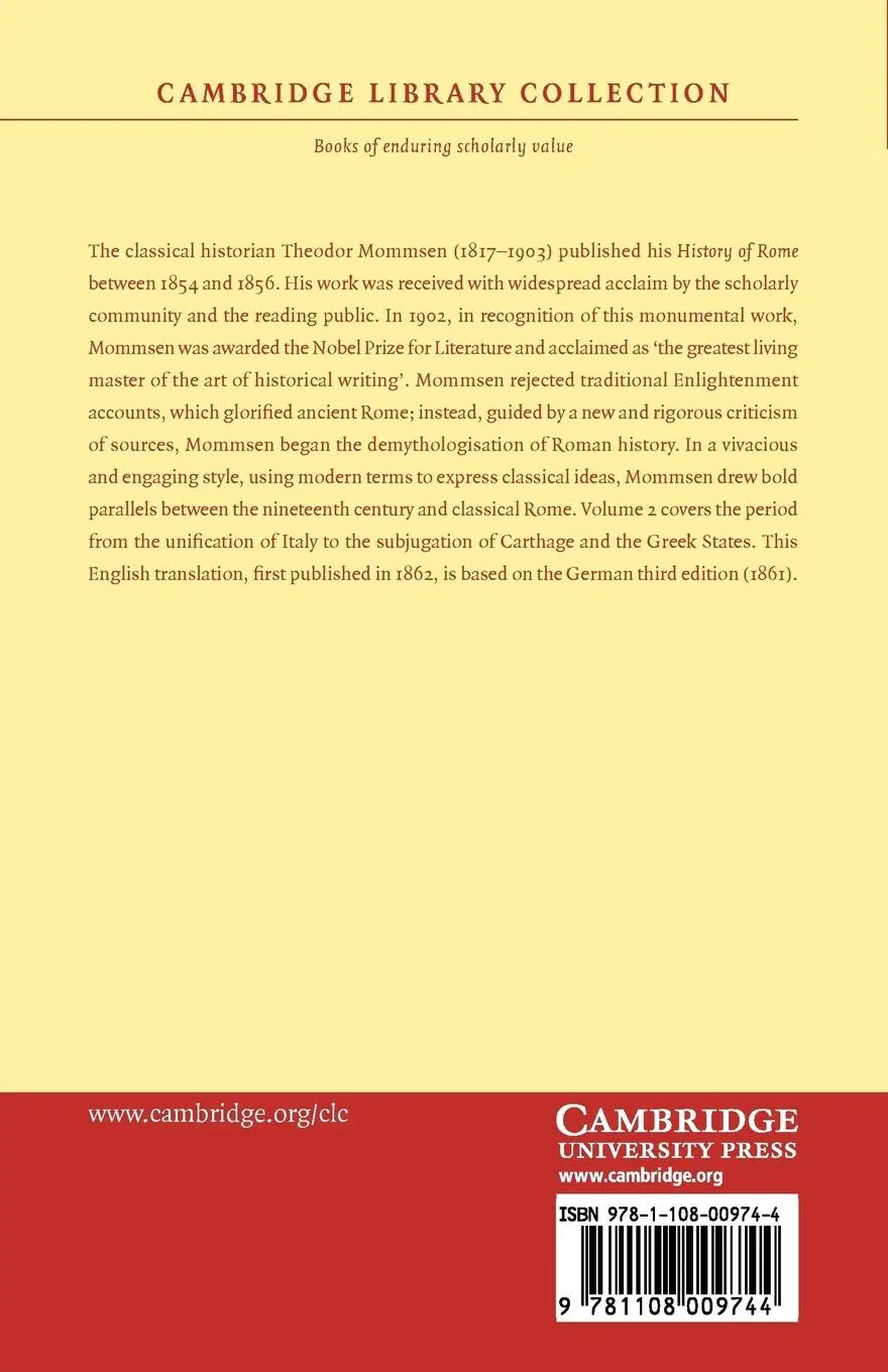 Rückseite: 9781108009744 | The History of Rome | Theodore Mommsen (u. a.) | Taschenbuch | 2009