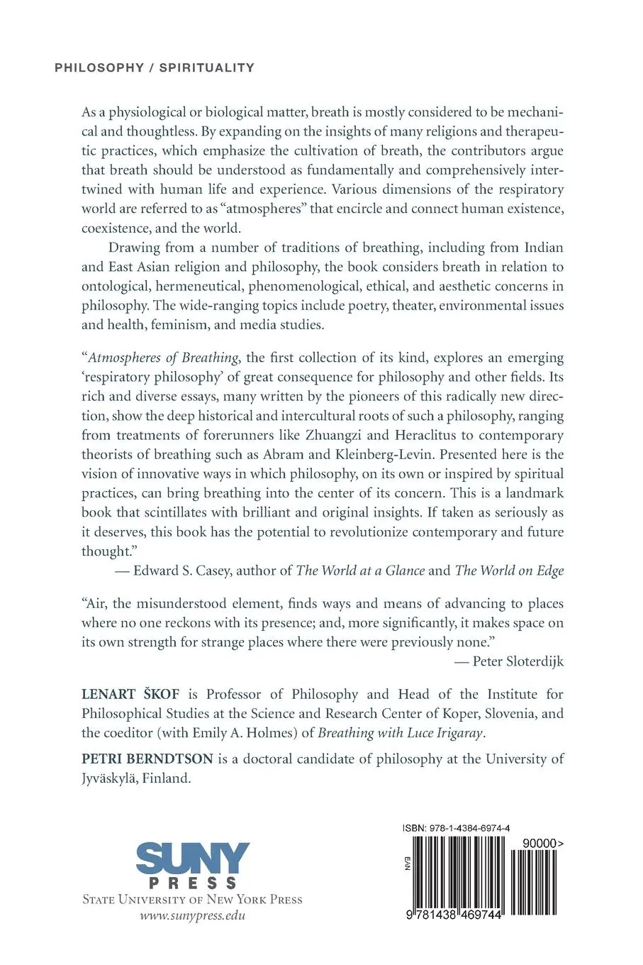 Rückseite: 9781438469744 | Atmospheres of Breathing | Lenart ¿Kof (u. a.) | Taschenbuch | 2019