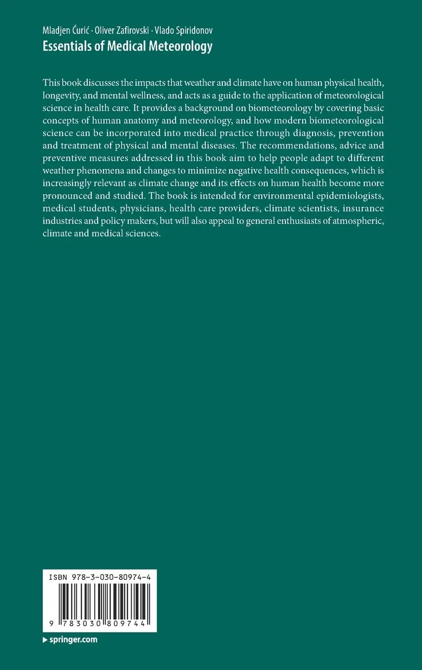 Rückseite: 9783030809744 | Essentials of Medical Meteorology | Mladjen ¿Uri¿ (u. a.) | Buch | xx