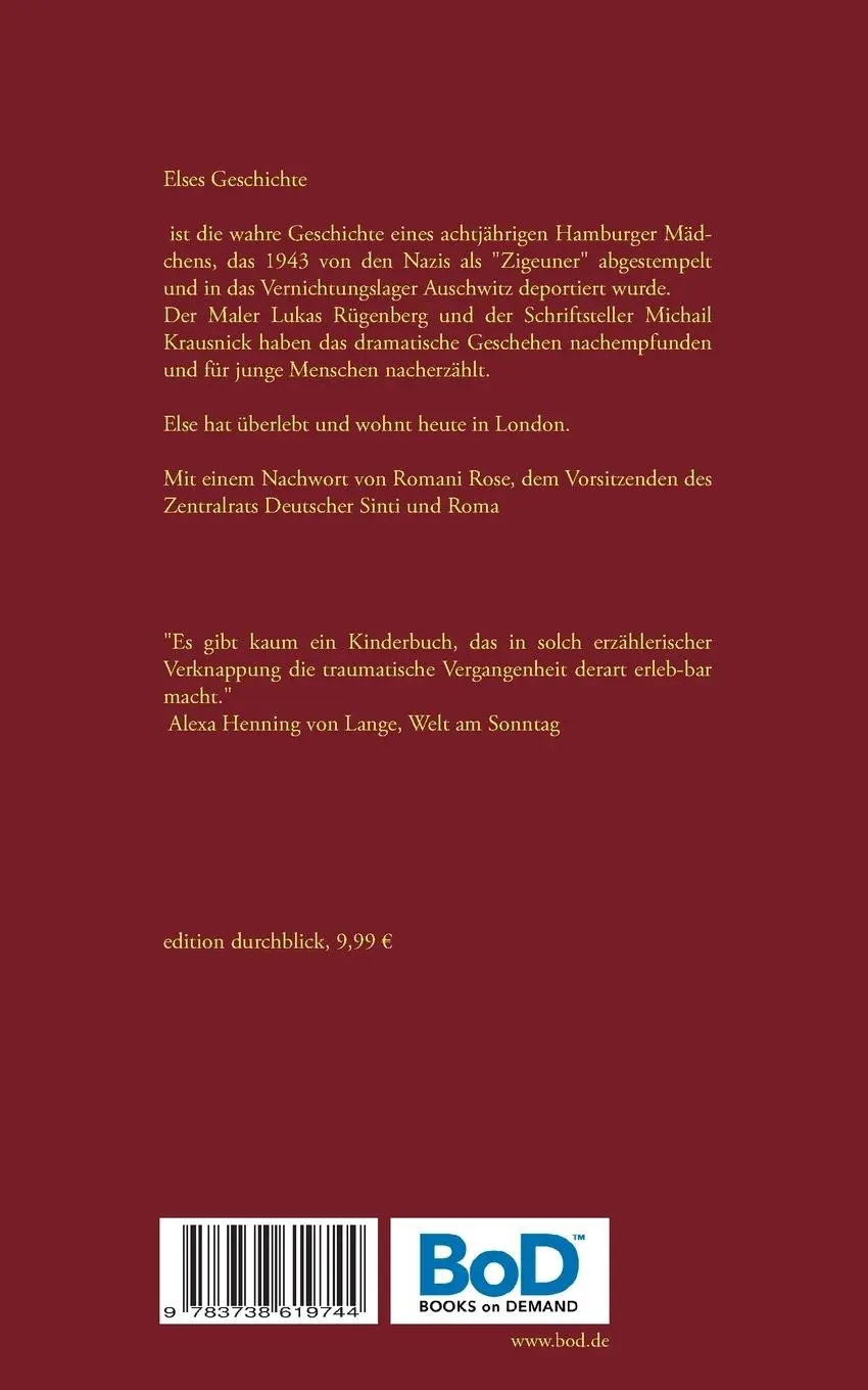 Rückseite: 9783738619744 | Else - Ein Mädchen überlebt Auschwitz | Z 10540 - Behalt das für dich!