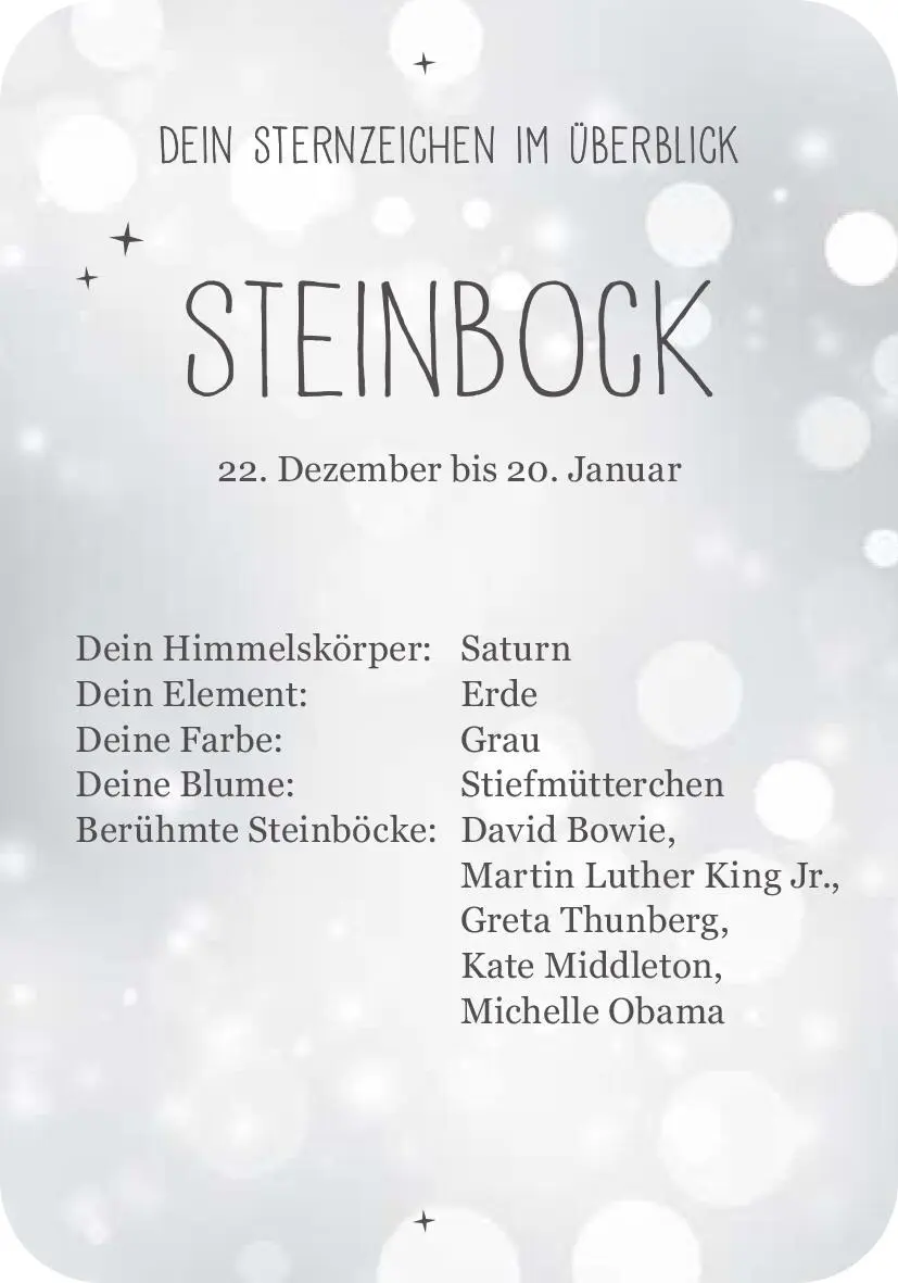 Bild: 9783845849744 | Achtsamkeit für den Steinbock | 50 Astro-Kärtchen | Taschenbuch | 2022