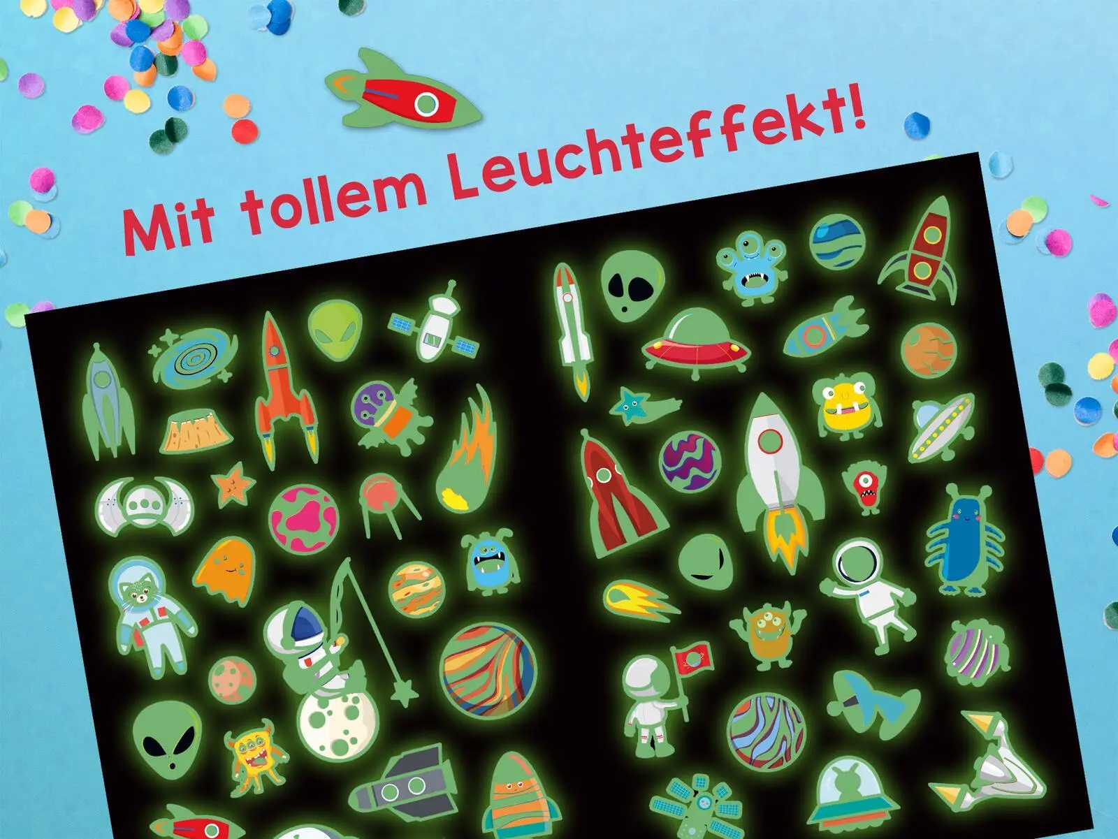 Bild: 4014489129844 | Leucht-Sticker - Weltall | 200 Sticker leuchten in der Nacht! | 16 S.
