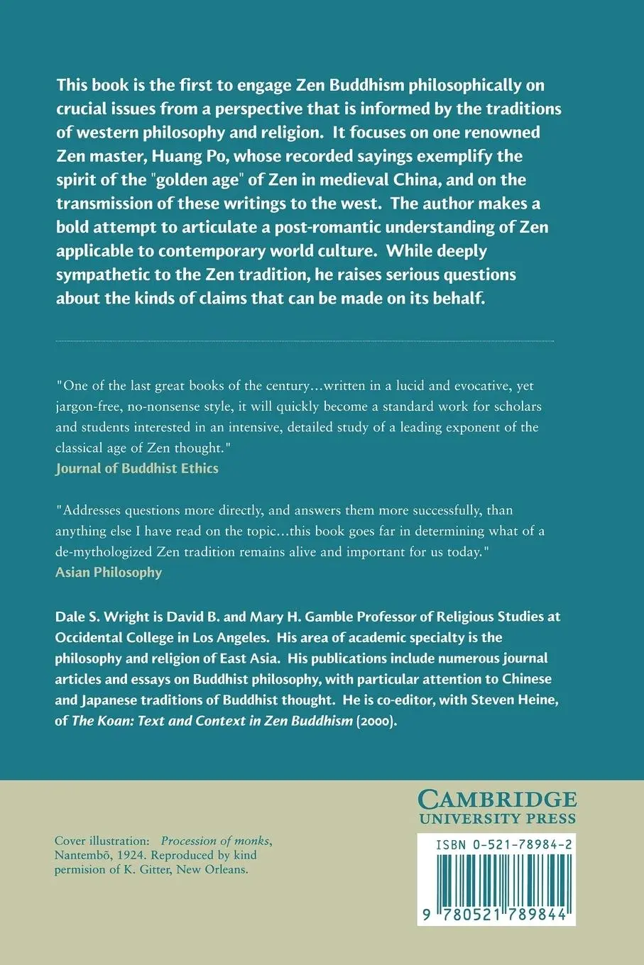 Rückseite: 9780521789844 | Philosophical Meditations on Zen Buddhism | Dale S. Wright | Buch