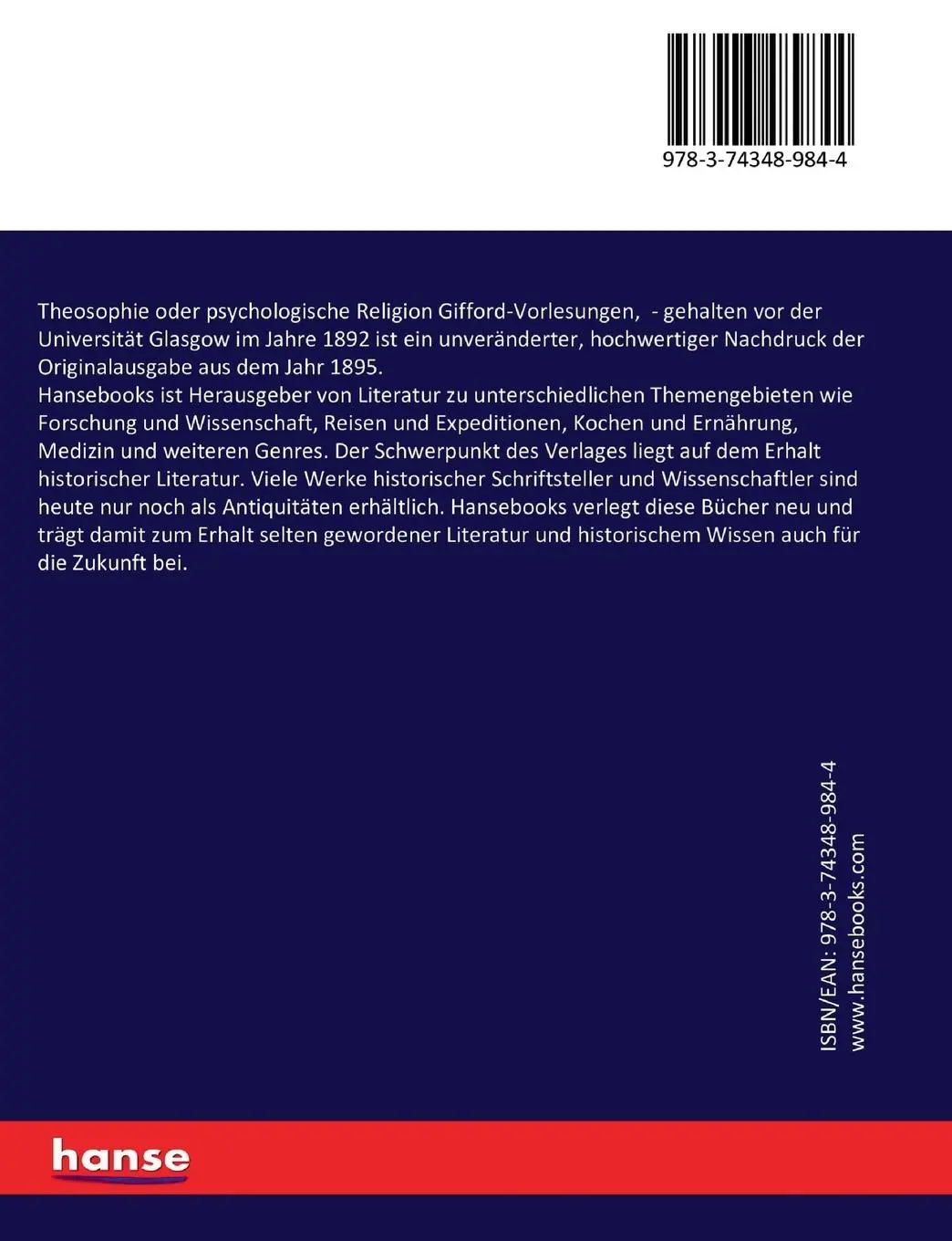 Rückseite: 9783743489844 | Theosophie oder psychologische Religion Gifford-Vorlesungen, | Müller