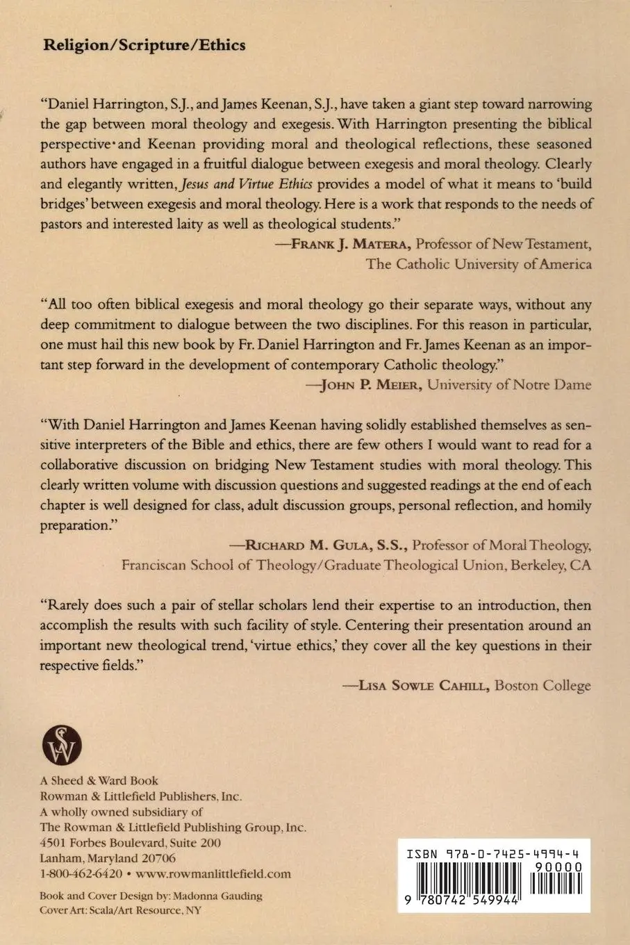 Rückseite: 9780742549944 | Jesus and Virtue Ethics | Sj Daniel Harrington (u. a.) | Taschenbuch