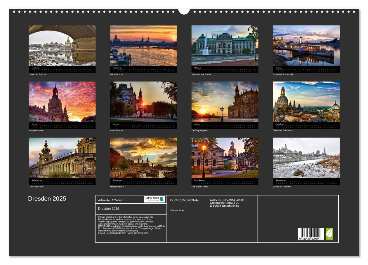 Bild: 9783435279944 | Dresden 2025 (Wandkalender 2025 DIN A2 quer), CALVENDO Monatskalender