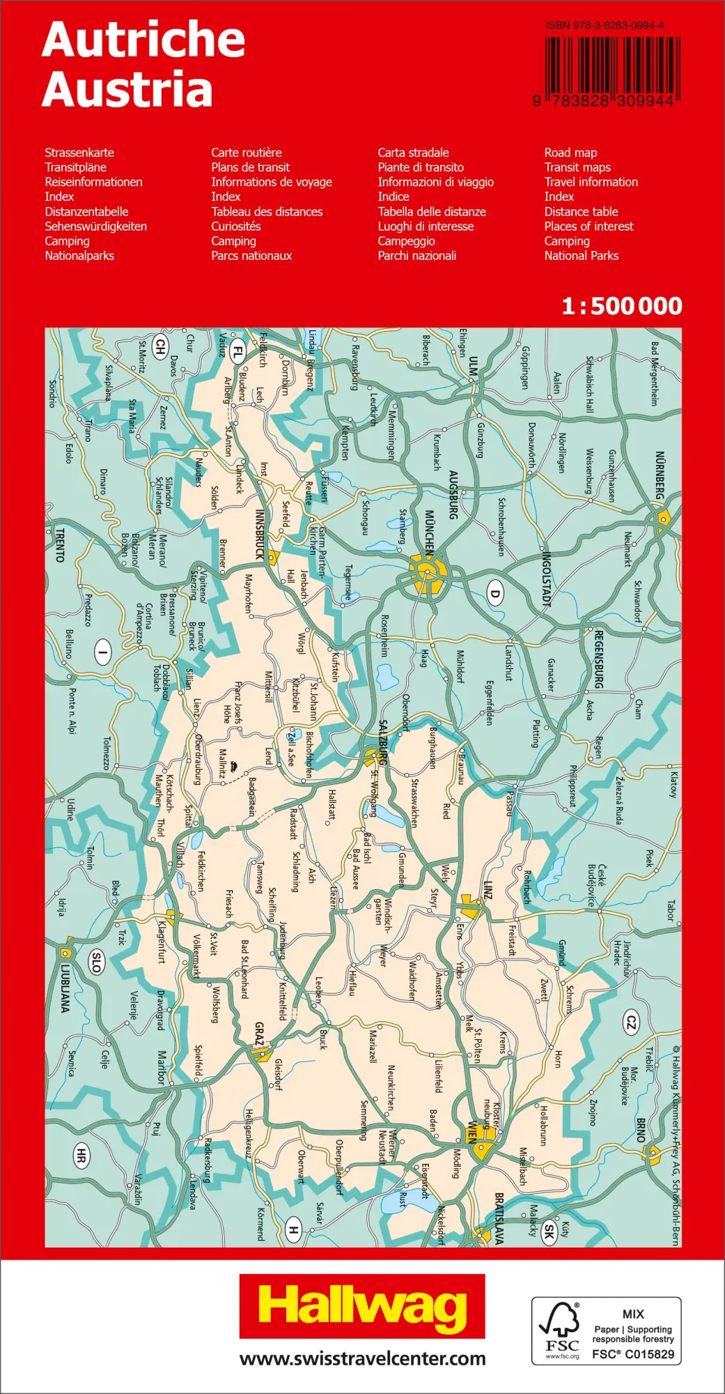 Rückseite: 9783828309944 | Hallwag Strassenkarte Österreich 1:500.000 | (Land-)Karte | Deutsch