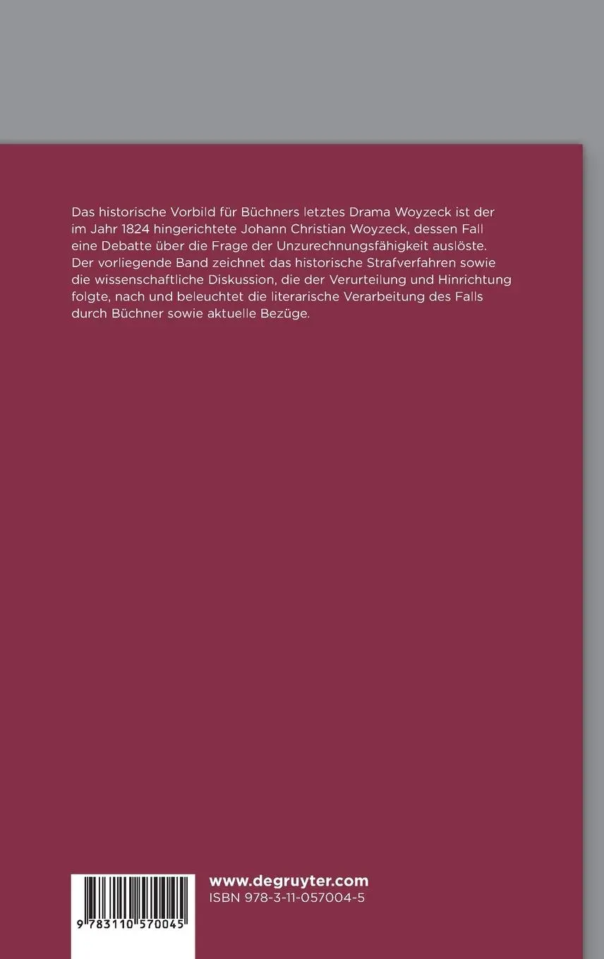 Rückseite: 9783110570045 | Der Kriminalfall Woyzeck | Der historische Fall und Büchners Drama