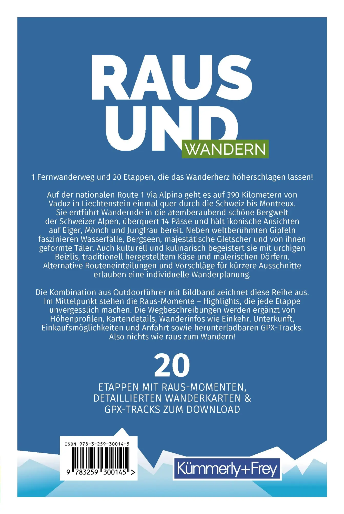 Rückseite: 9783259300145 | Kümmerly+Frey Raus und Wandern Via Alpina - Wanderführer | Taschenbuch