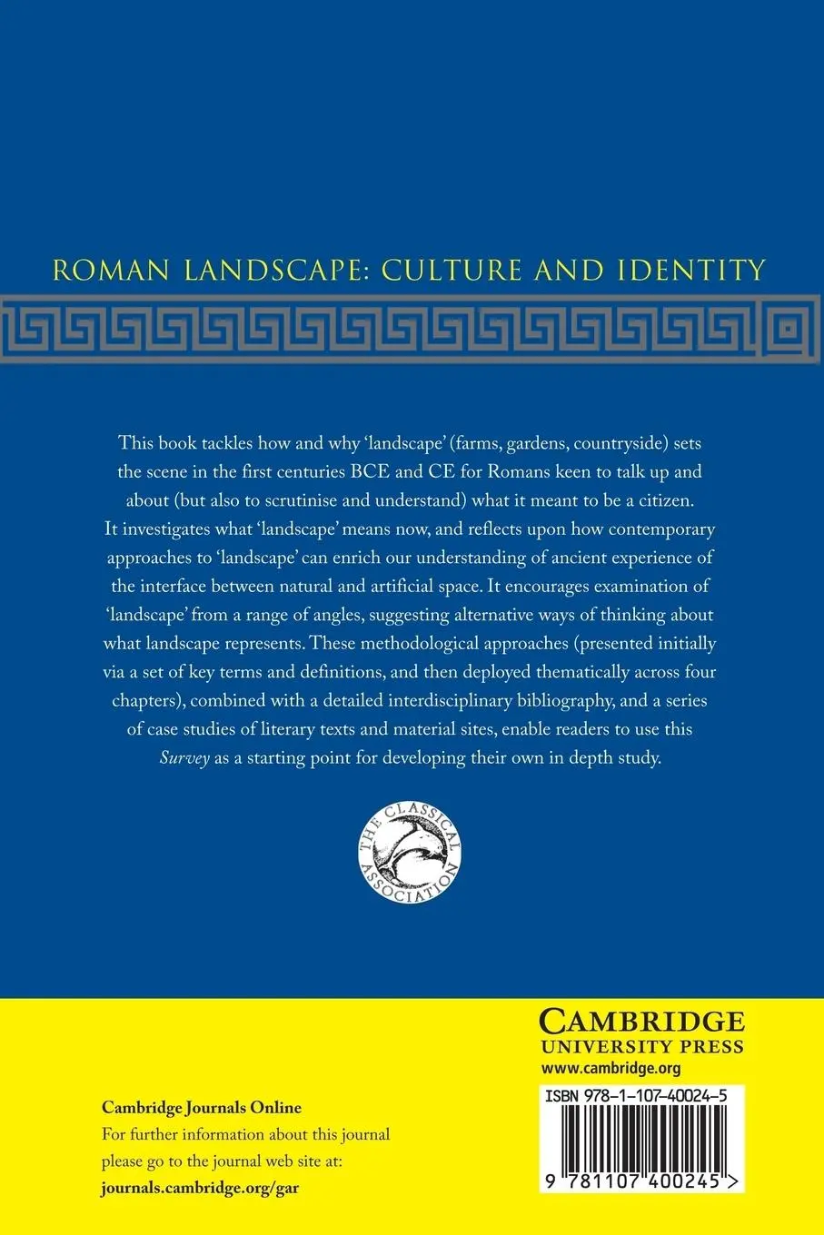 Rückseite: 9781107400245 | Roman Landscape | Culture and Identity | Diana Spencer | Taschenbuch