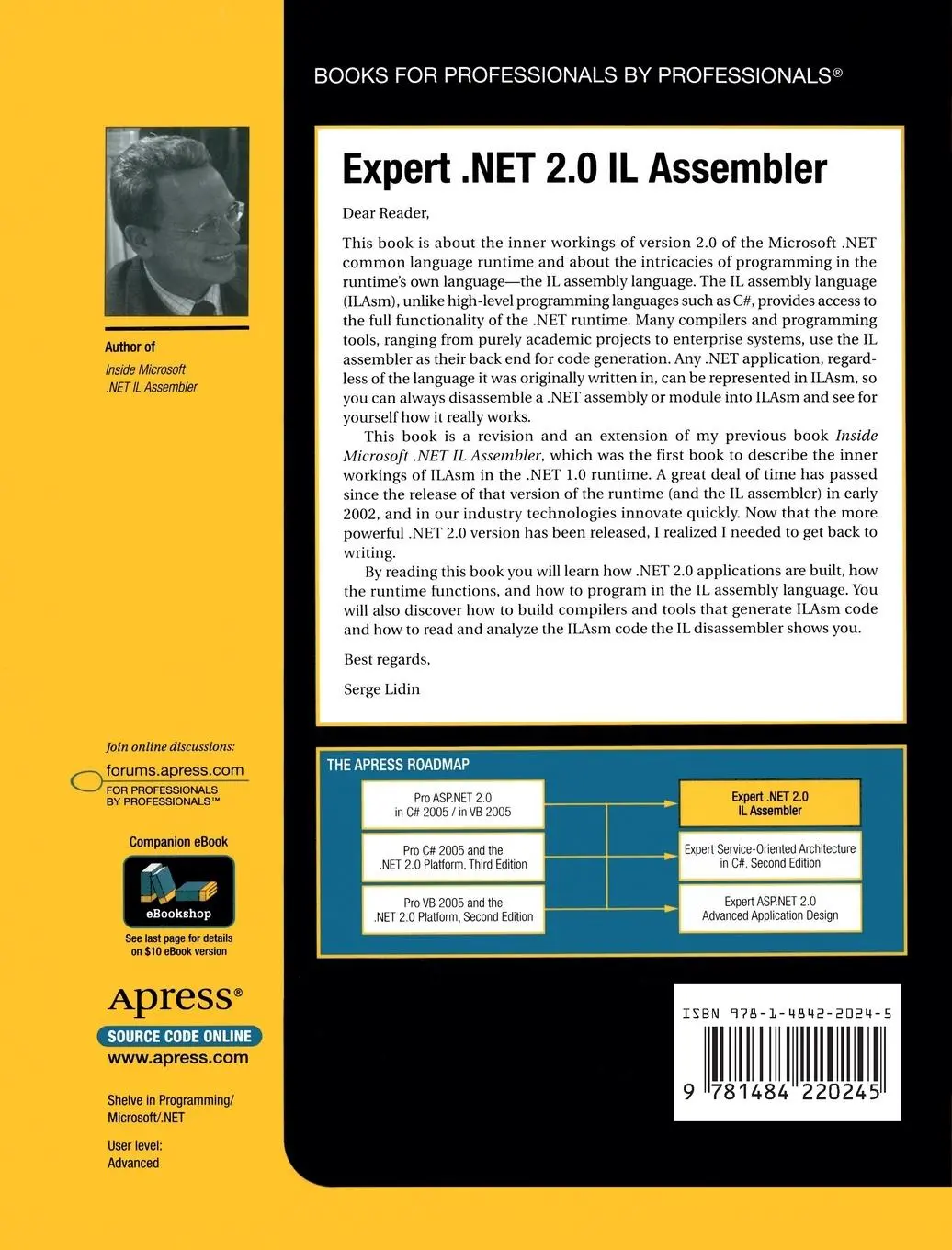Rückseite: 9781484220245 | Expert .NET 2.0 IL Assembler | Serge Lidin | Taschenbuch | xxviii