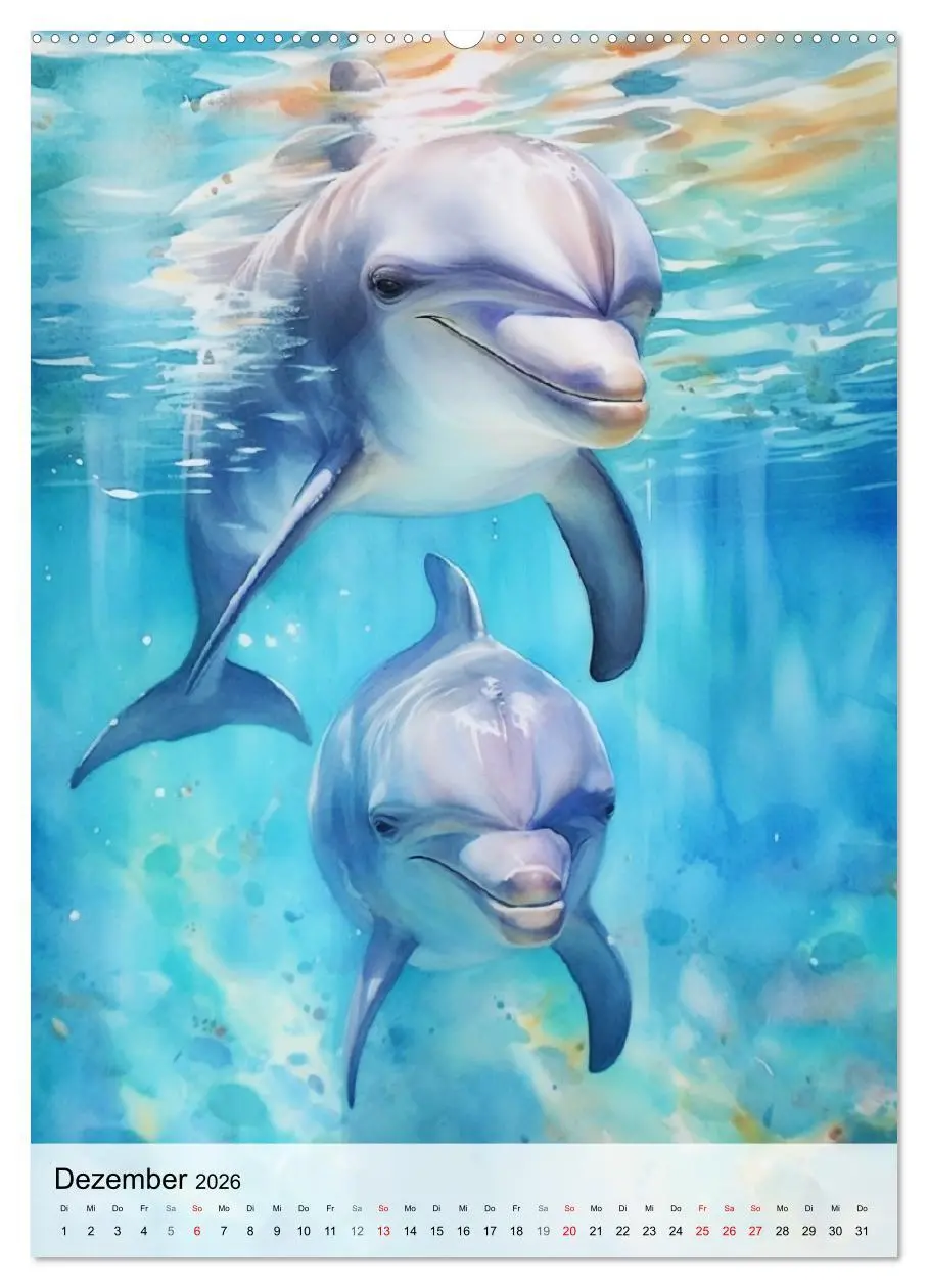 Bild: 9783516310245 | Zauberhafte Delfine. Aquarelle von Spiel und Spaß in den Wellen...