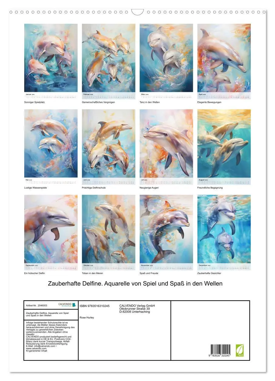Bild: 9783516310245 | Zauberhafte Delfine. Aquarelle von Spiel und Spaß in den Wellen...