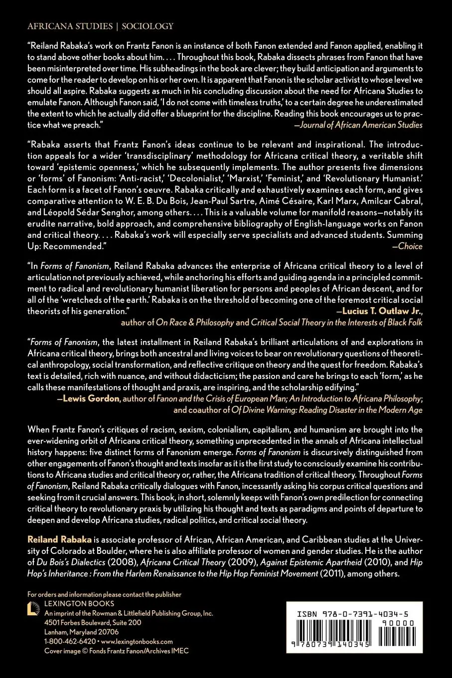 Rückseite: 9780739140345 | Forms of Fanonism | Reiland Rabaka | Taschenbuch | Englisch | 2011