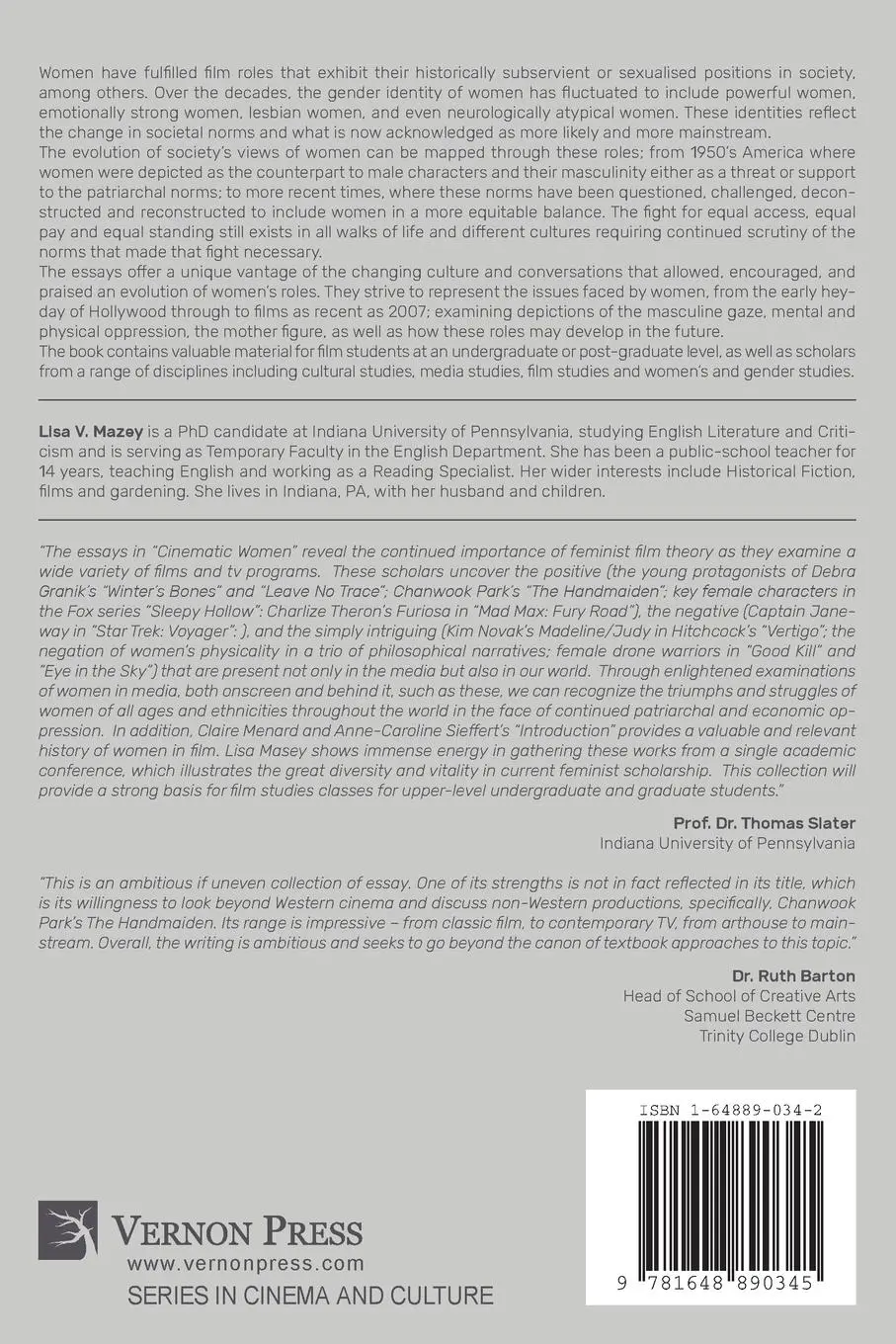 Rückseite: 9781648890345 | Cinematic Women, From Objecthood to Heroism | Lisa V. Mazey | Buch