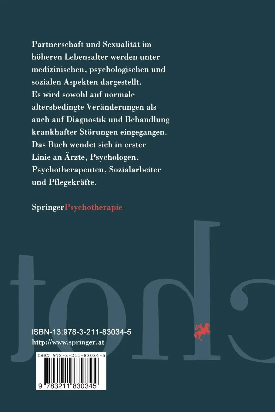 Rückseite: 9783211830345 | Partnerschaft und Sexualität im höheren Lebensalter | Kockott (u. a.)