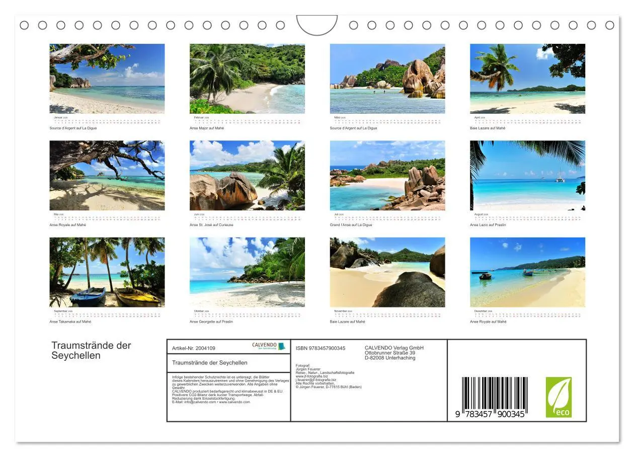 Bild: 9783457900345 | Traumstrände der Seychellen (Wandkalender 2026 DIN A4 quer),...