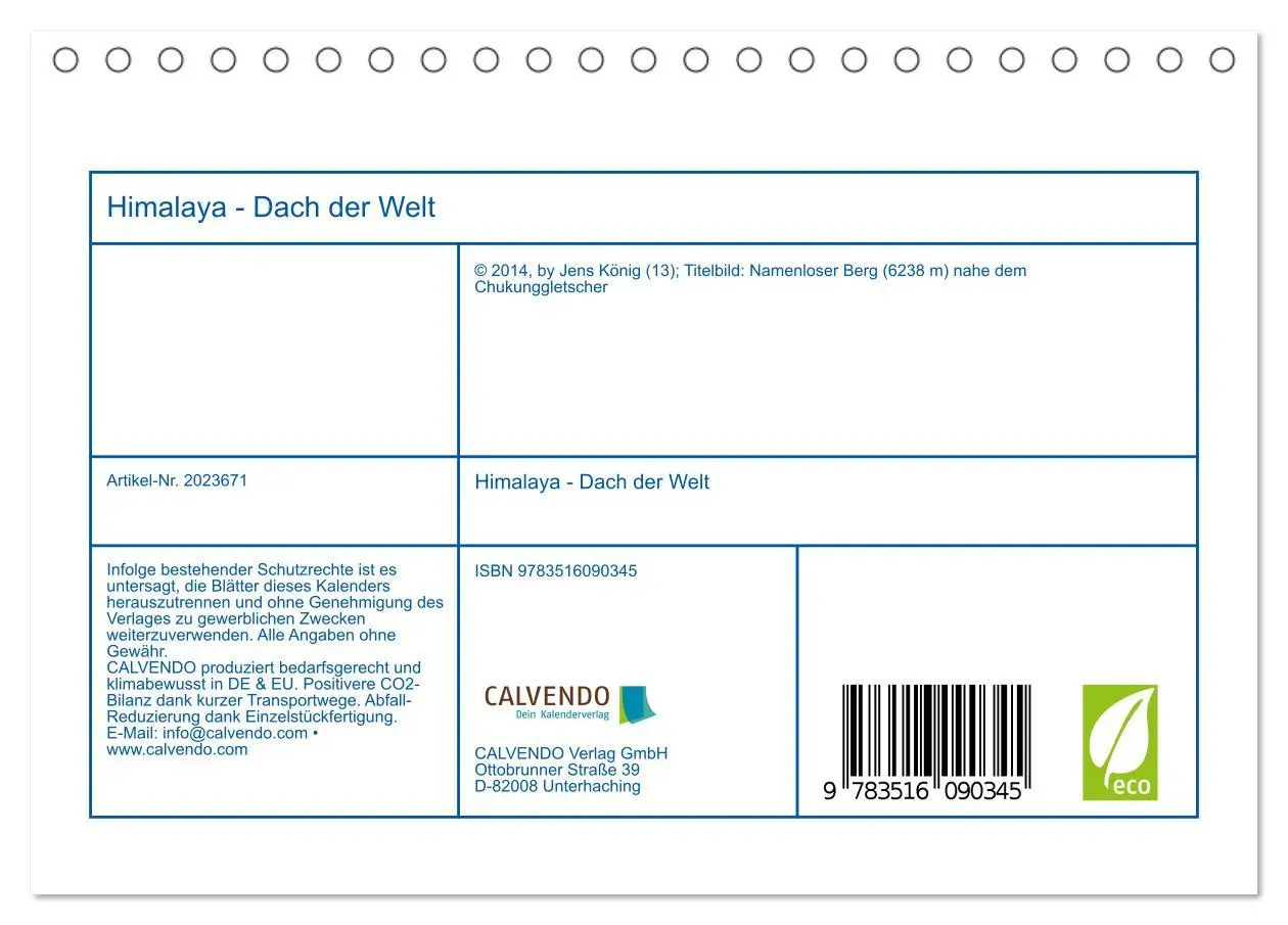 Bild: 9783516090345 | Himalaya - Dach der Welt (Tischkalender 2026 DIN A5 quer), CALVENDO...