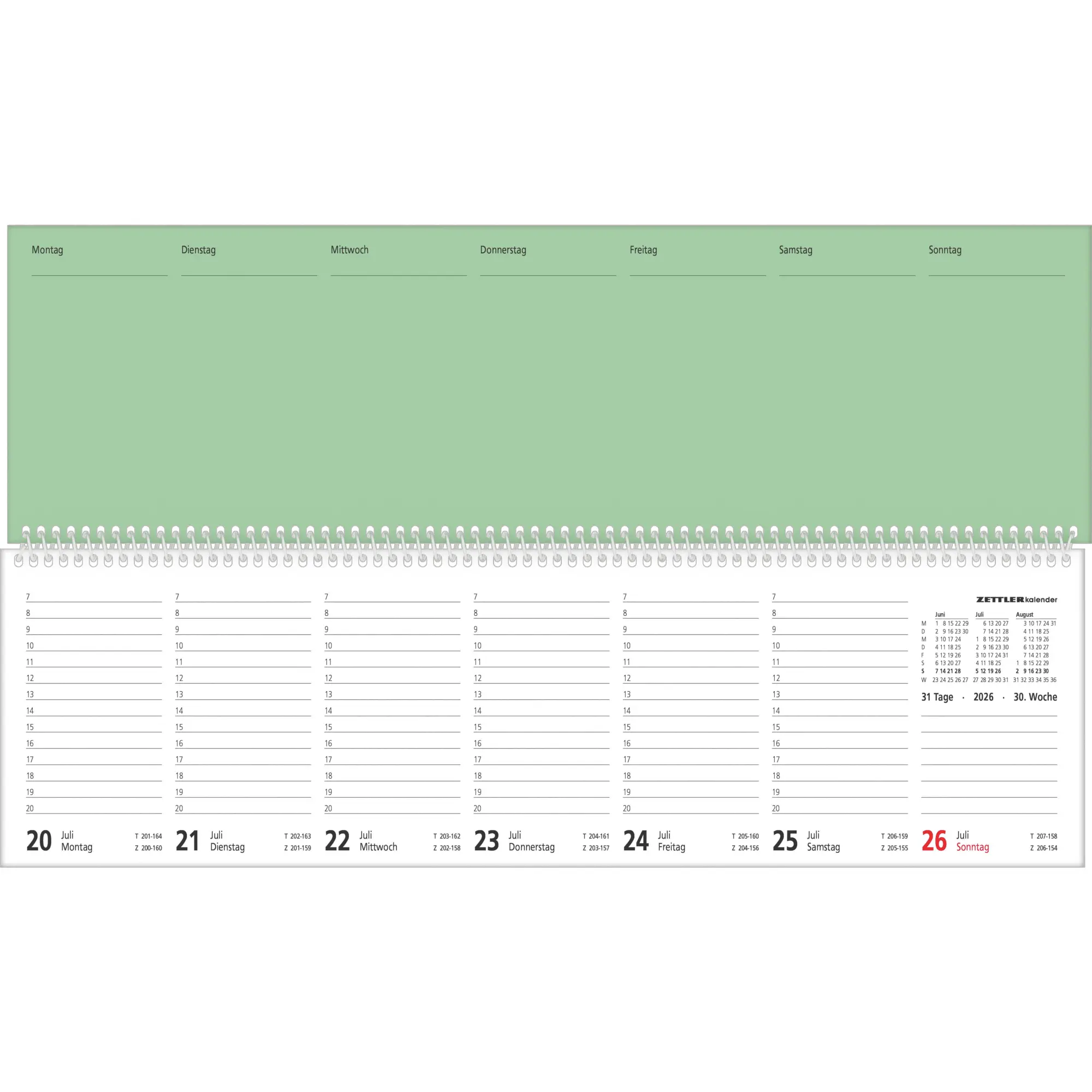 Bild: 4069095000445 | Tischquerkalender Perfo XL rot 2026 - 36,2x10,6 cm - 1 Woche auf 2...
